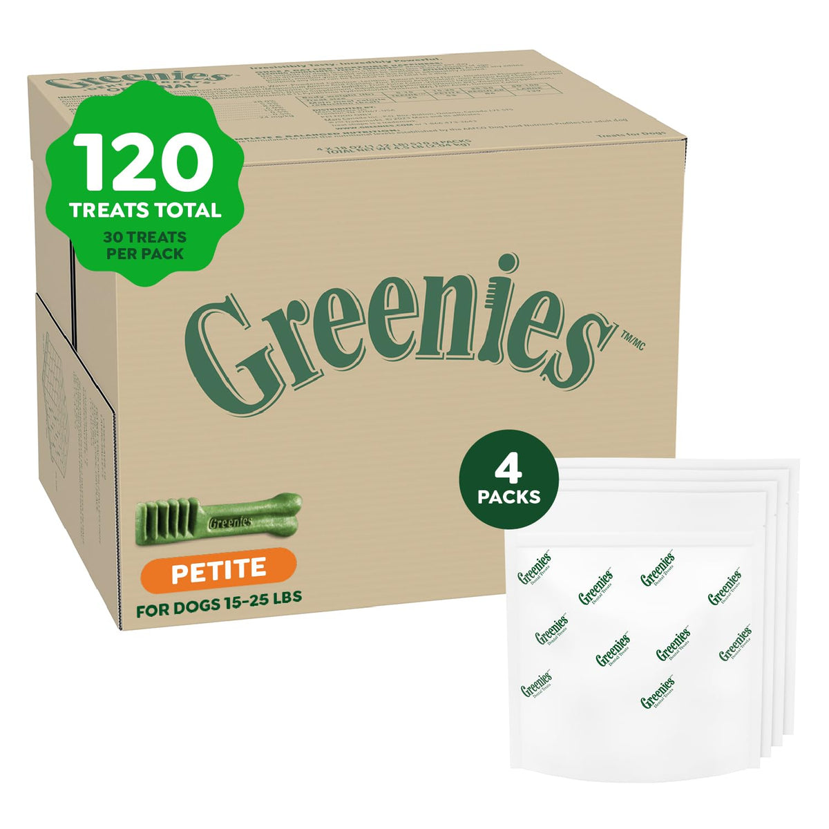 Greenies Petite Natural Dental Dog Treats, Original Flavor, 60 Count