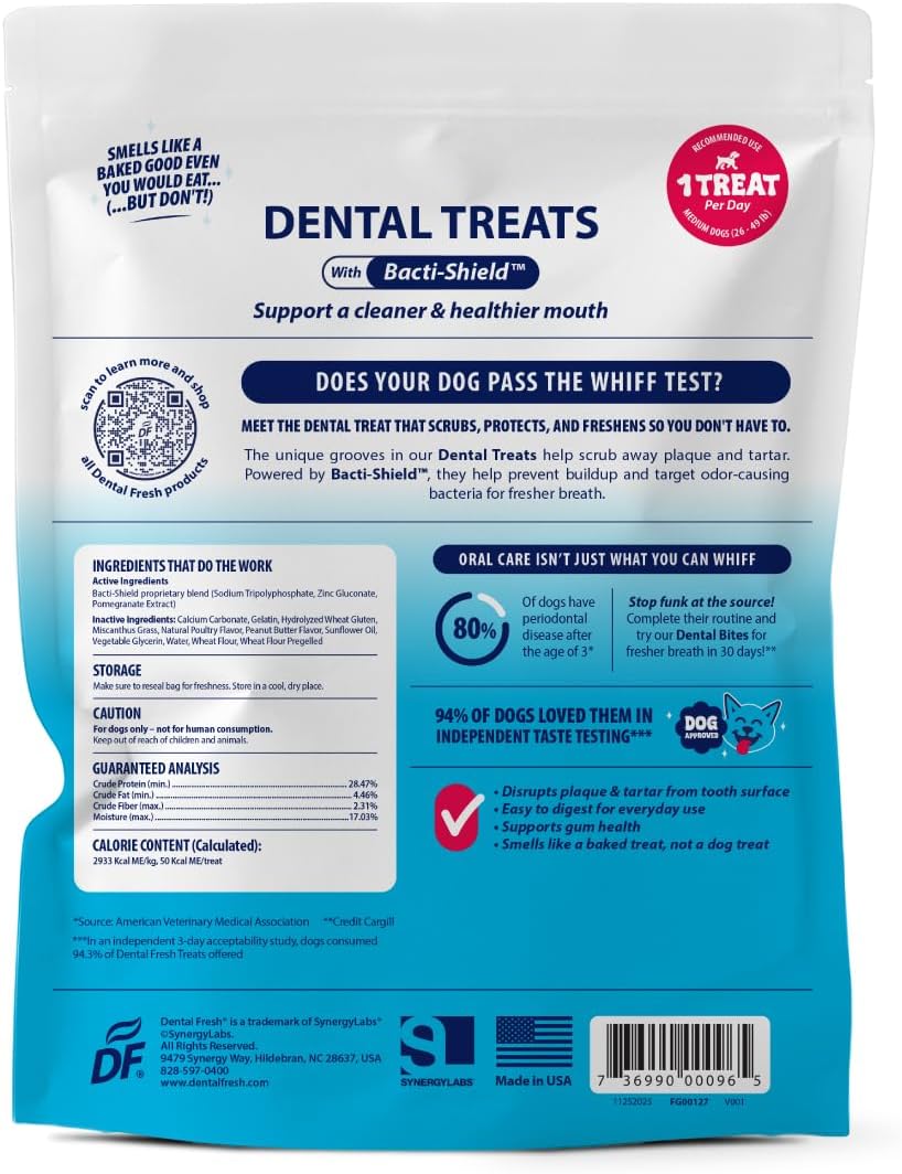 Dental Fresh Dental Treat Sticks for Medium Dogs Brush Free Chews, 26 Ct