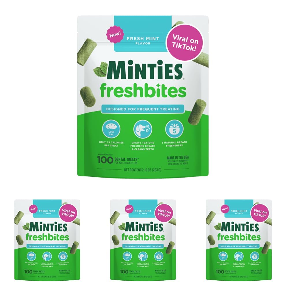 Minties FreshBites Low-Calorie Dental Chews for Dogs, 100 Ct