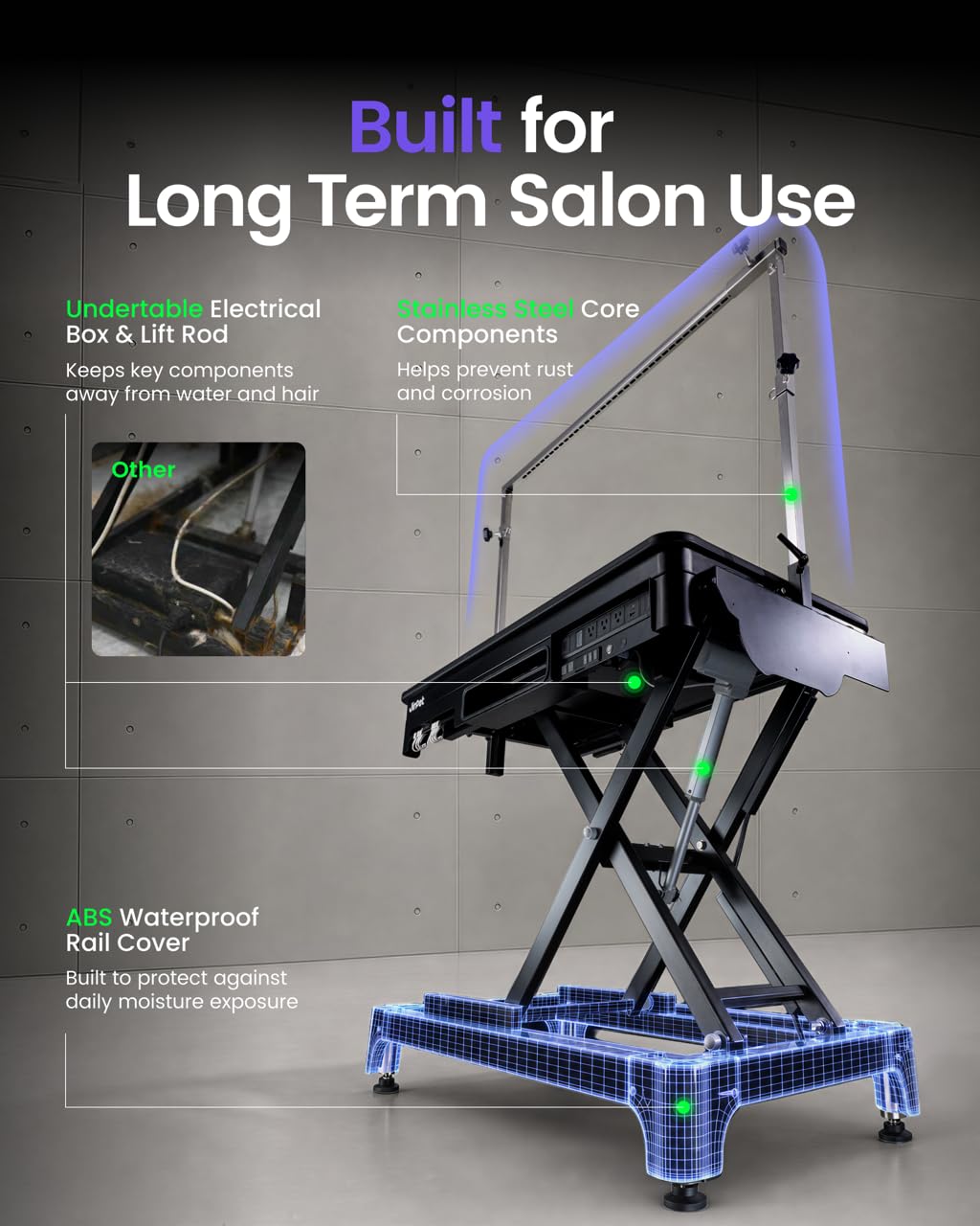 JirPet Electric Dog Grooming Table with Memory Function and Grooming Lights