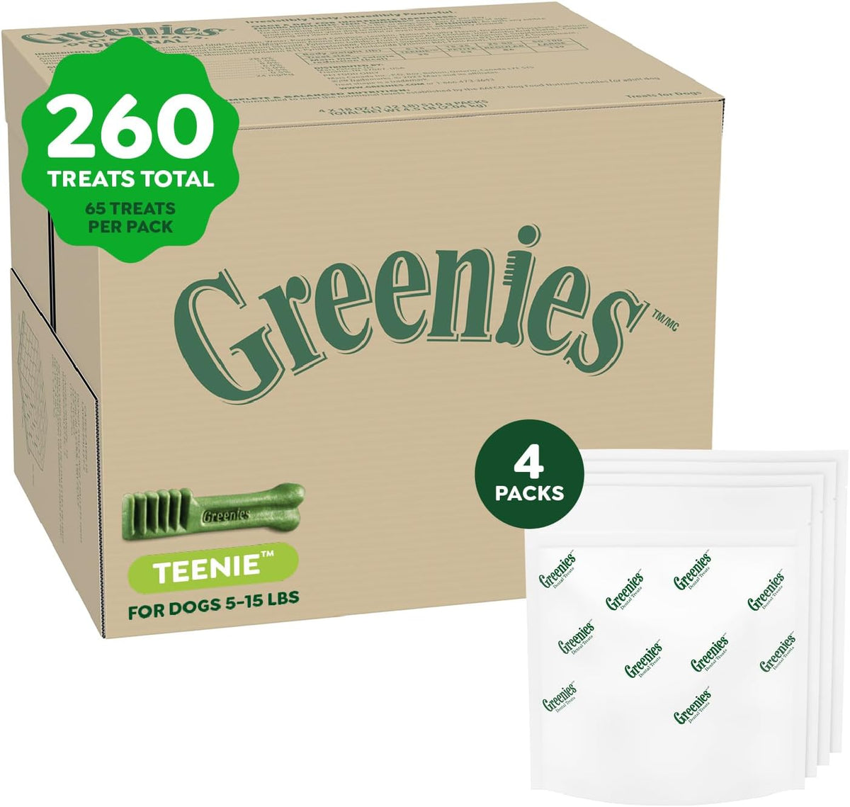 Greenies Teenie Original Natural Dental Dog Treats, Chicken, 43 Count