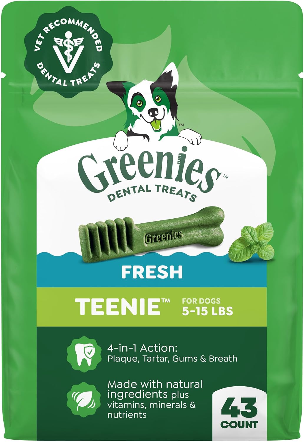 Greenies Teenie Original Natural Dental Dog Treats, Chicken, 43 Count