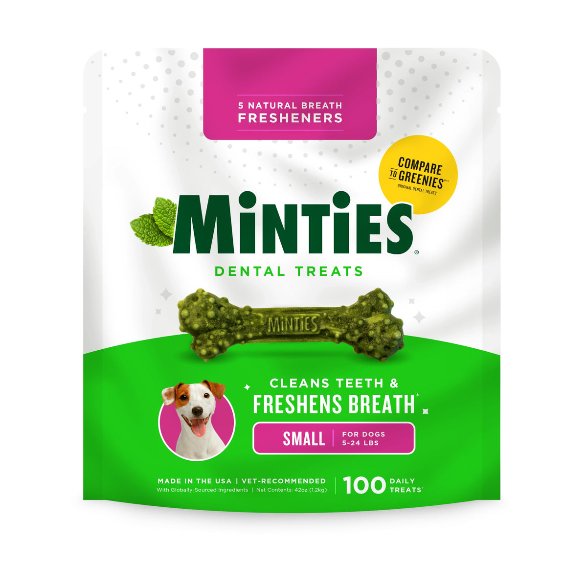 Minties FreshBites Low-Calorie Dental Chews for Dogs, 100 Ct