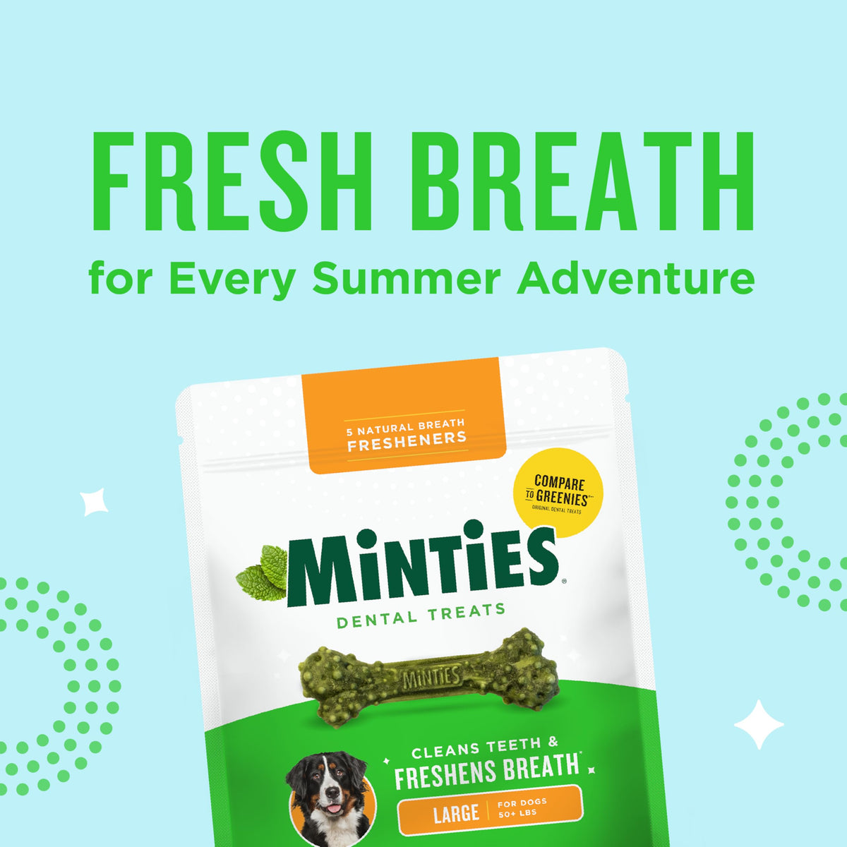 Minties FreshBites Low-Calorie Dental Chews for Dogs, 100 Ct