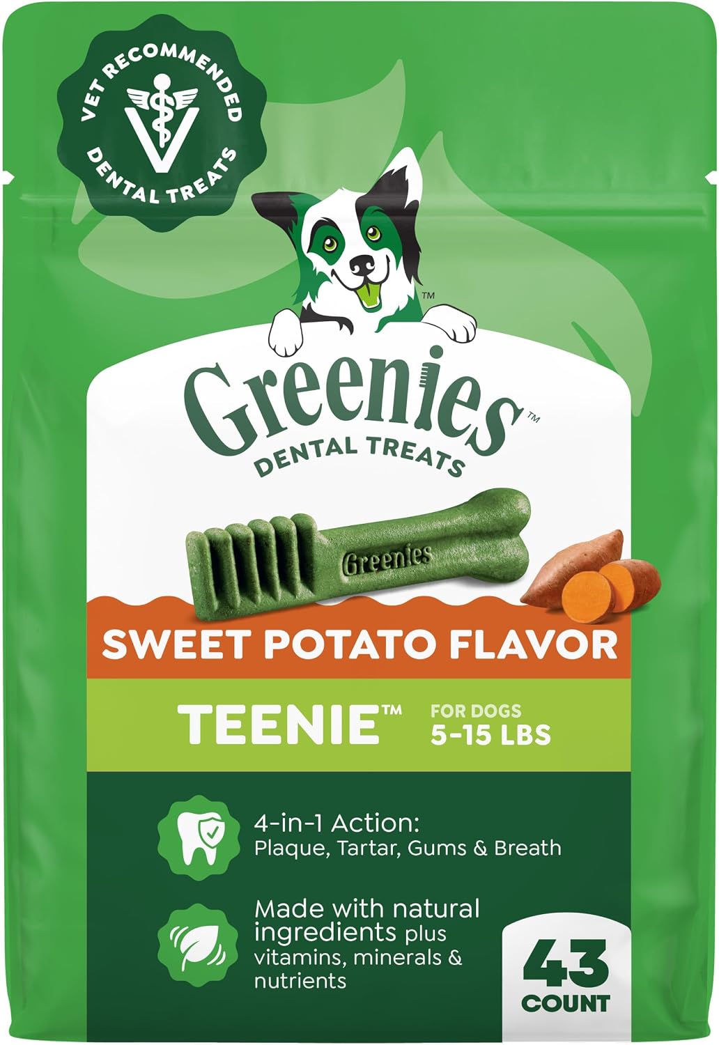 Greenies Teenie Original Natural Dental Dog Treats, Chicken, 43 Count