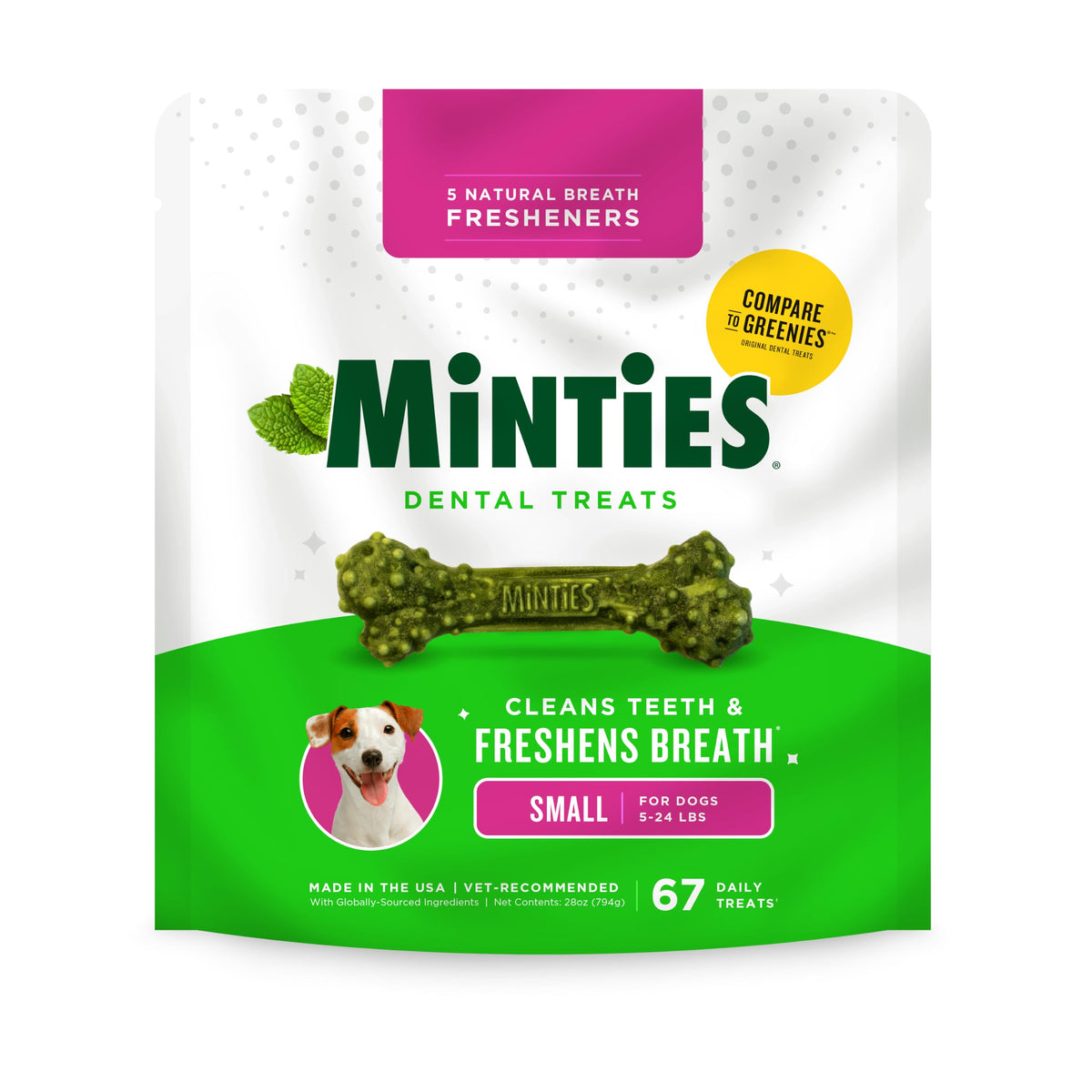 Minties FreshBites Low-Calorie Dental Chews for Dogs, 100 Ct