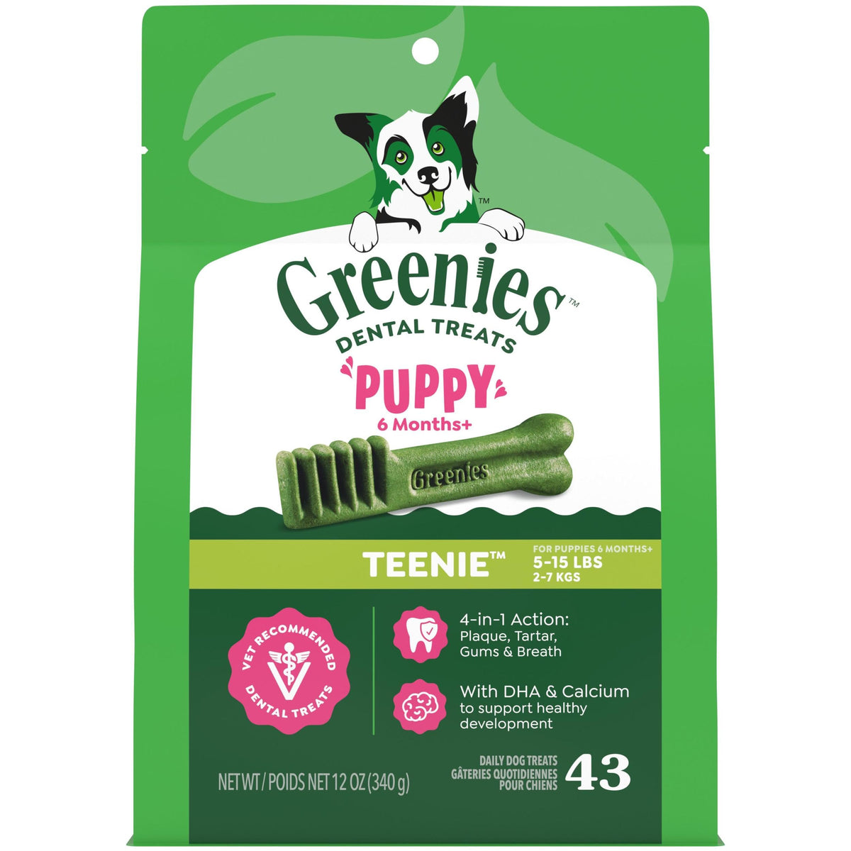Greenies Puppy Teenie Natural Dental Dog Treats, Original Flavor, 22 Count