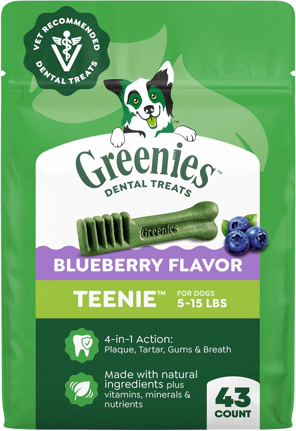 Greenies Teenie Original Natural Dental Dog Treats, Chicken, 43 Count