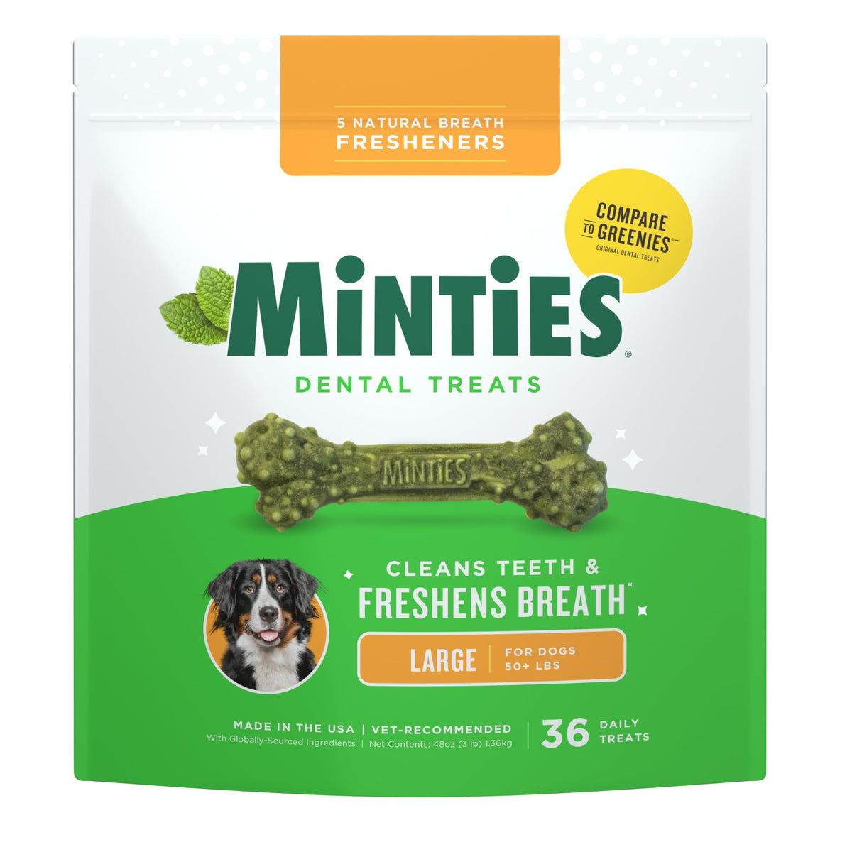 Minties FreshBites Low-Calorie Dental Chews for Dogs, 100 Ct
