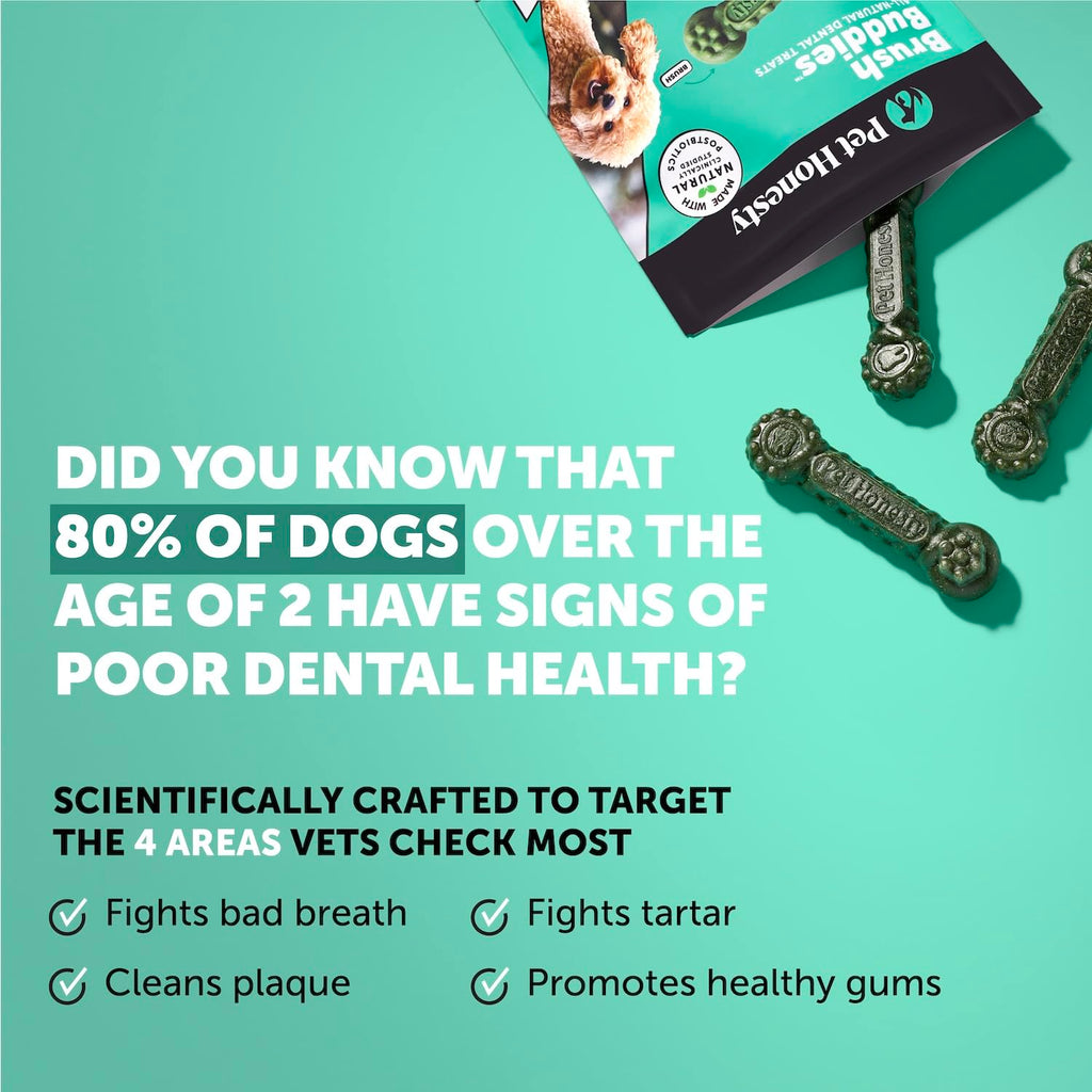 Pet Honesty Brush Buddies Vet Backed Dog Dental Chews, 15 Count