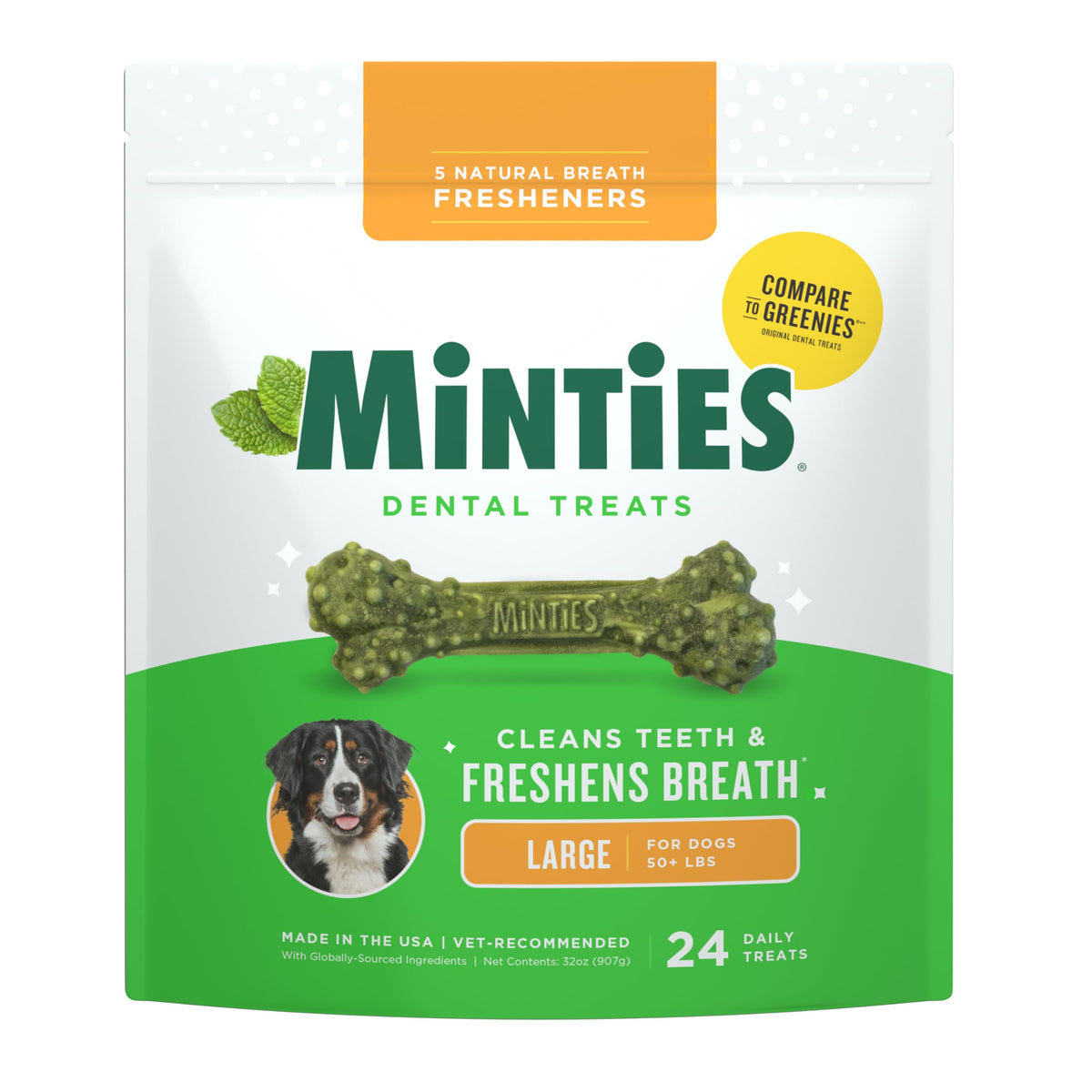 Minties FreshBites Low-Calorie Dental Chews for Dogs, 100 Ct