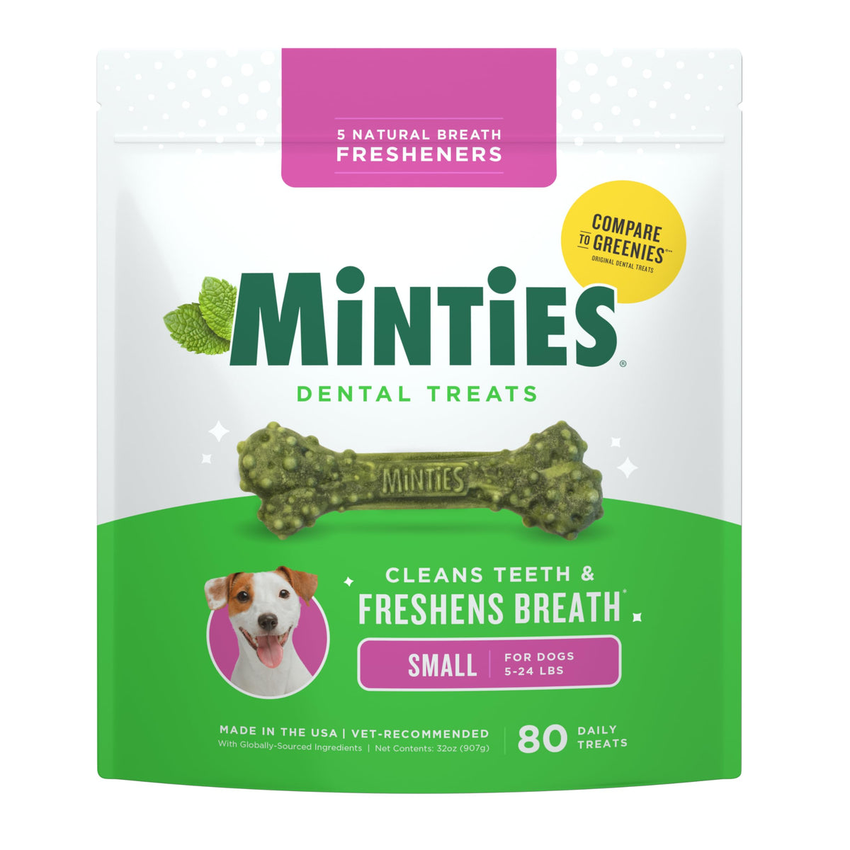 Minties FreshBites Low-Calorie Dental Chews for Dogs, 100 Ct