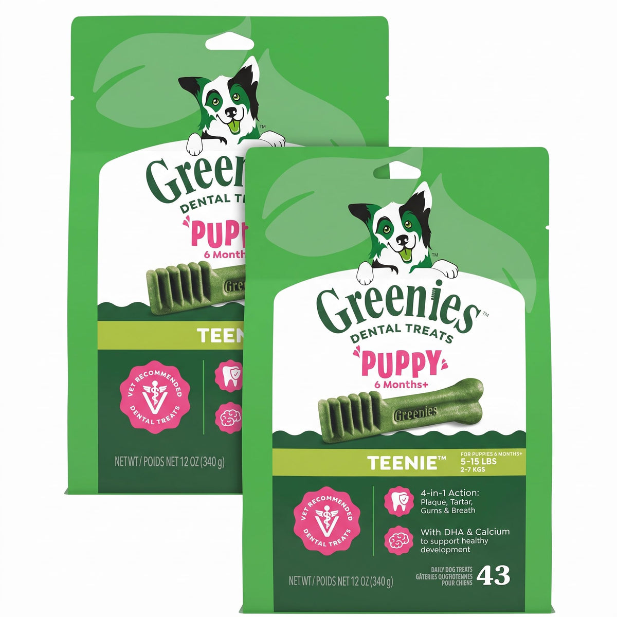 Greenies Puppy Teenie Natural Dental Dog Treats, Original Flavor, 22 Count