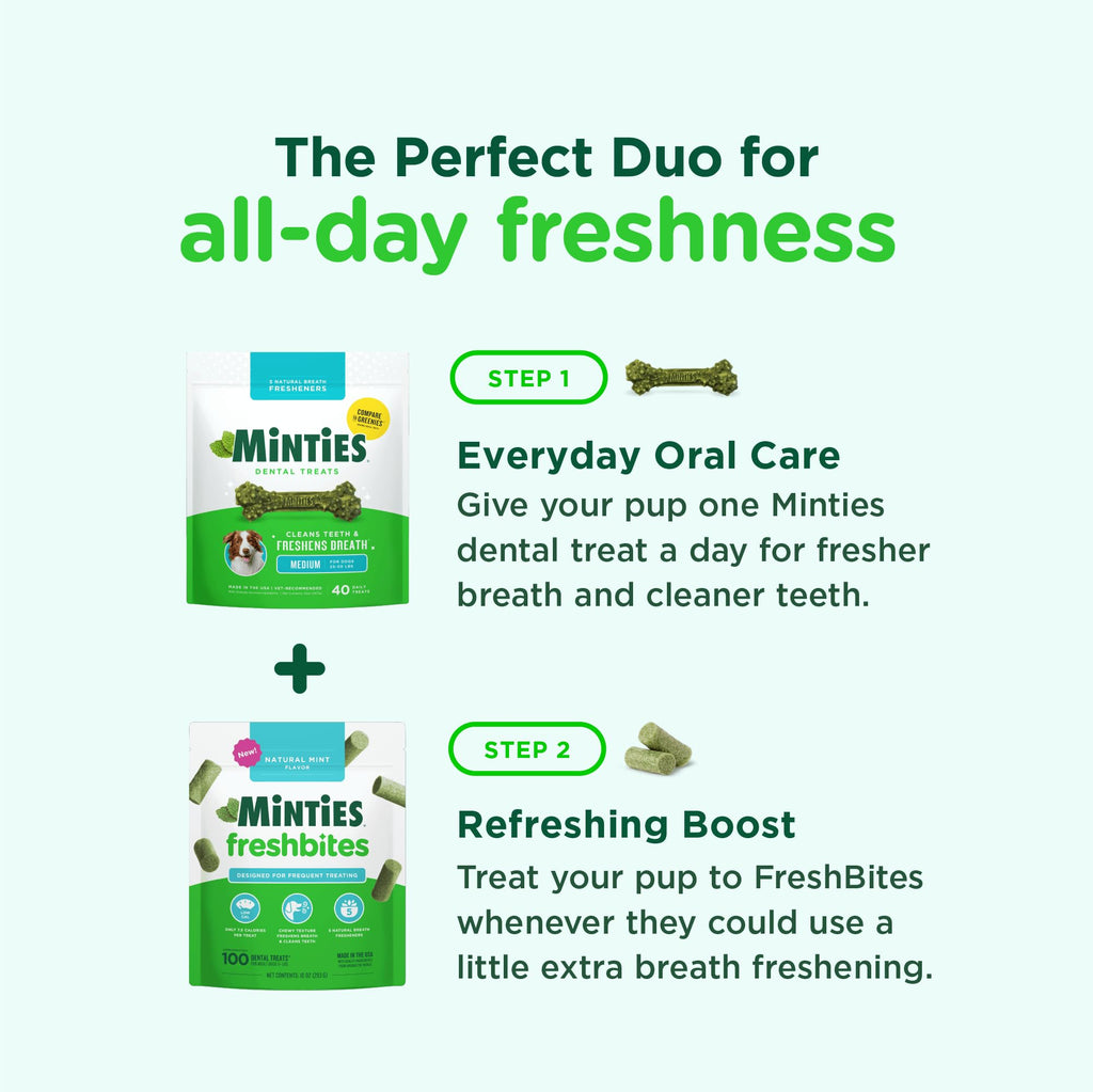 Minties FreshBites Low-Calorie Dental Chews for Dogs, 100 Ct