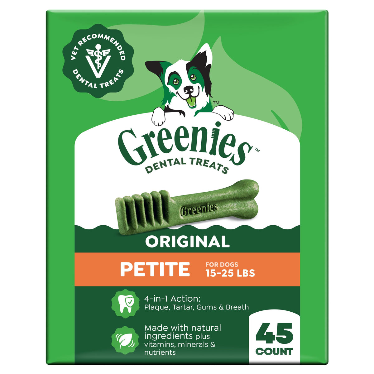 Greenies Petite Natural Dental Dog Treats, Original Flavor, 60 Count