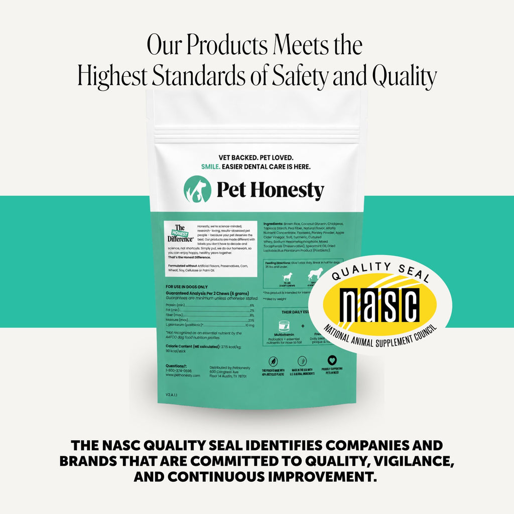 Pet Honesty Brush Buddies Vet Backed Dog Dental Chews, 15 Count