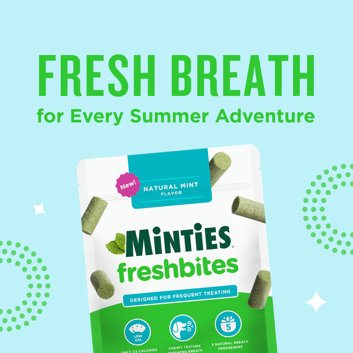 Minties FreshBites Low-Calorie Dental Chews for Dogs, 100 Ct