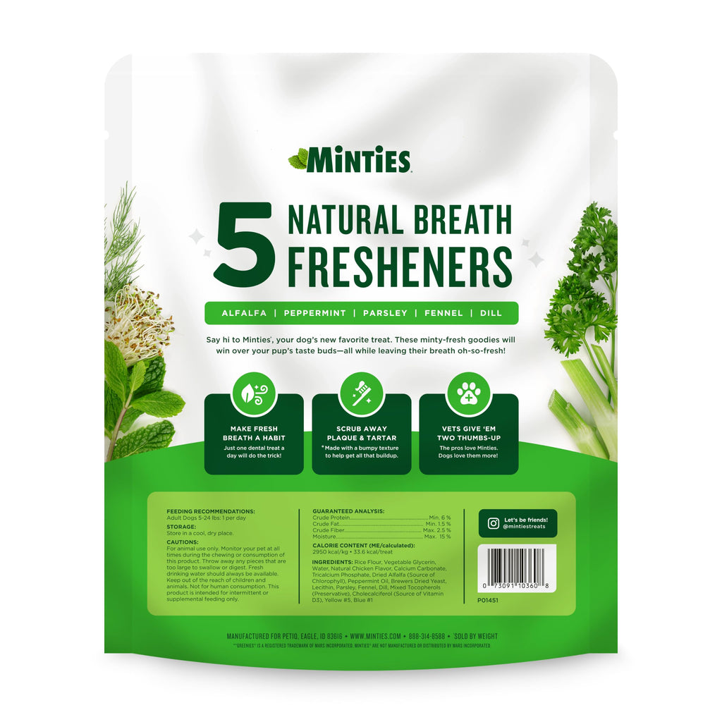 Minties FreshBites Low-Calorie Dental Chews for Dogs, 100 Ct