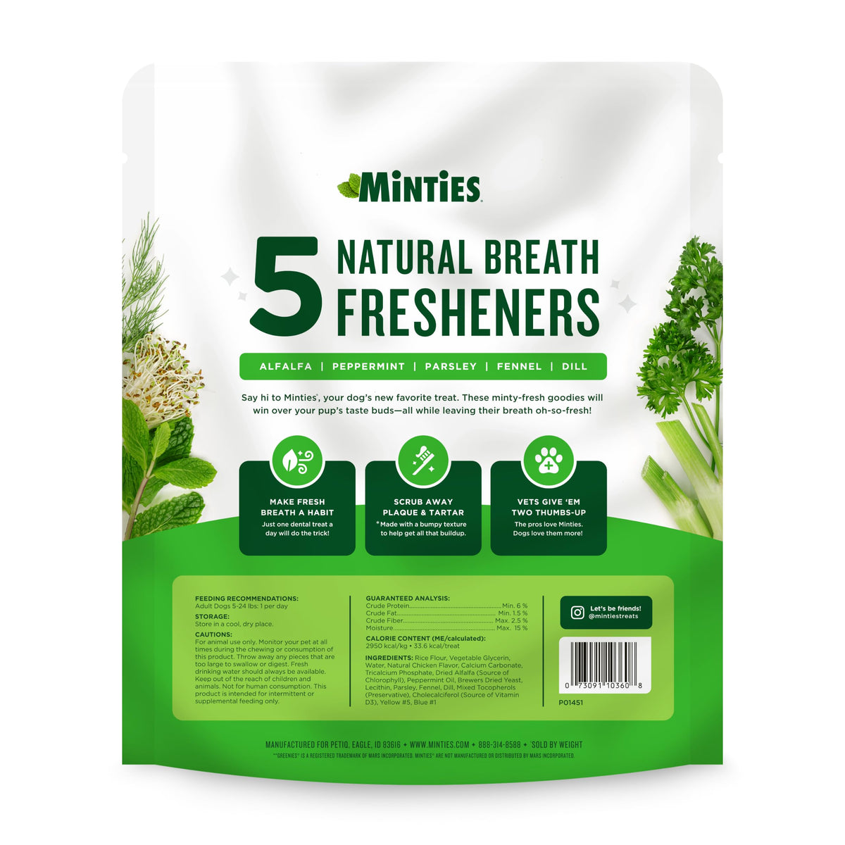 Minties FreshBites Low-Calorie Dental Chews for Dogs, 100 Ct