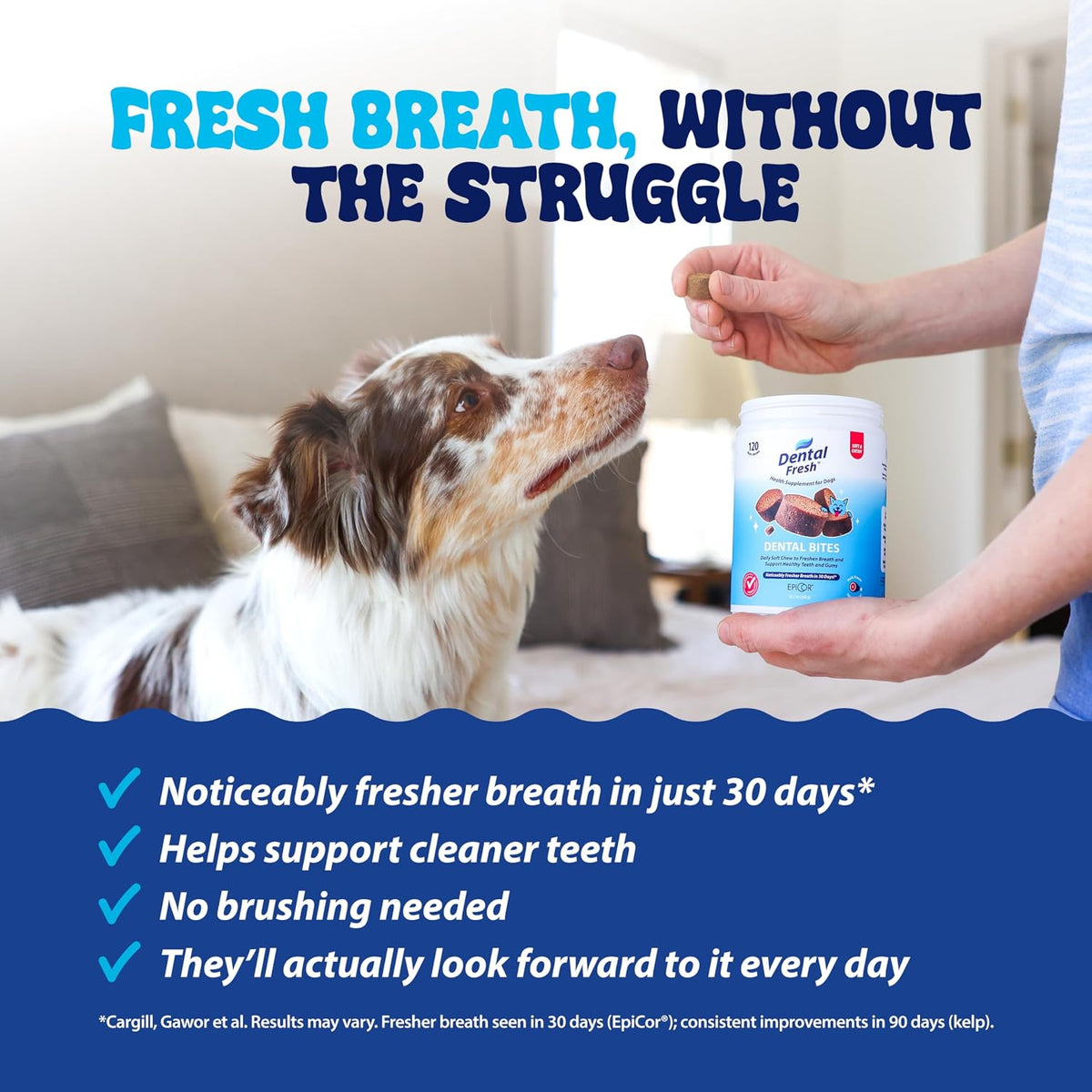 Dental Fresh Dental Bites for Dogs, Daily Oral Care, 120 Count
