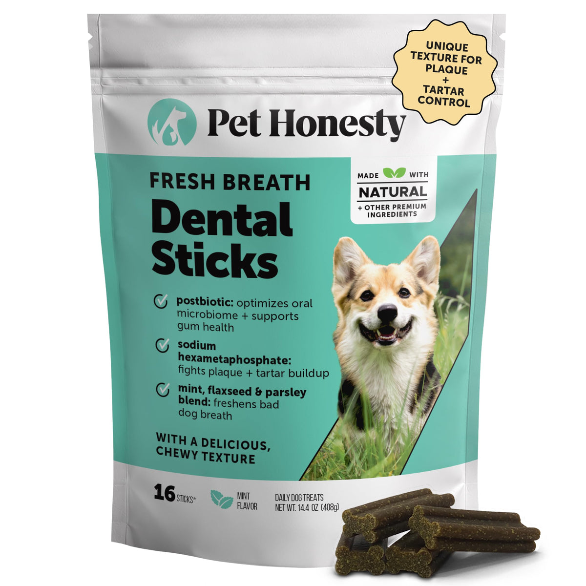 Pet Honesty Brush Buddies Vet Backed Dog Dental Chews, 15 Count