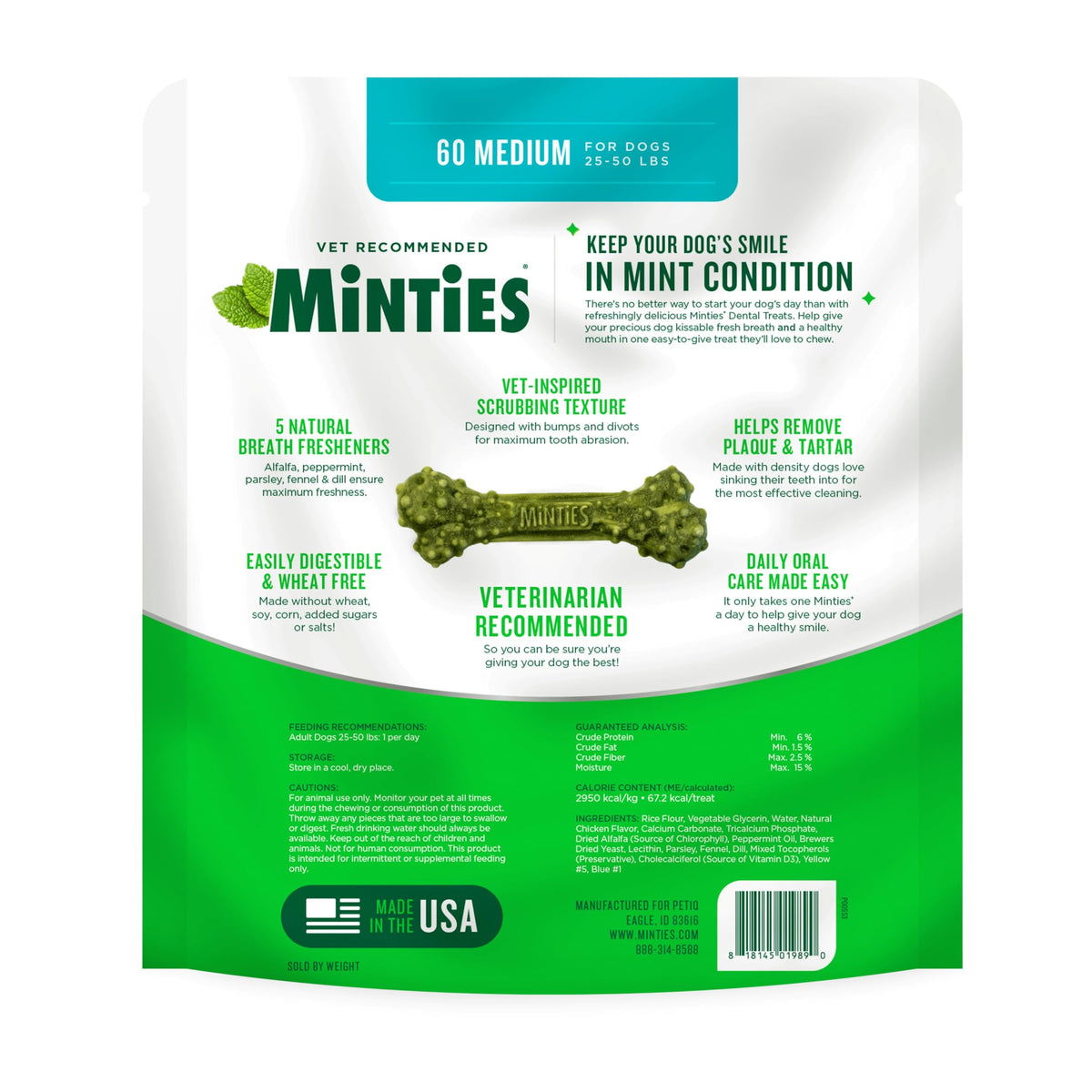Minties FreshBites Low-Calorie Dental Chews for Dogs, 100 Ct