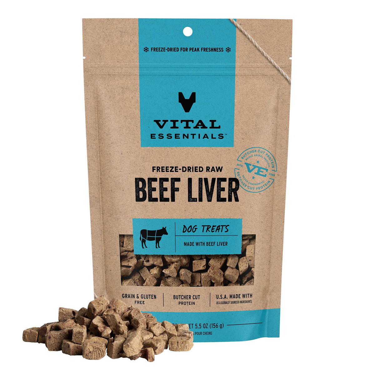 Vital Essentials Freeze Dried Dog Treats, Beef Liver, 15 oz Bag