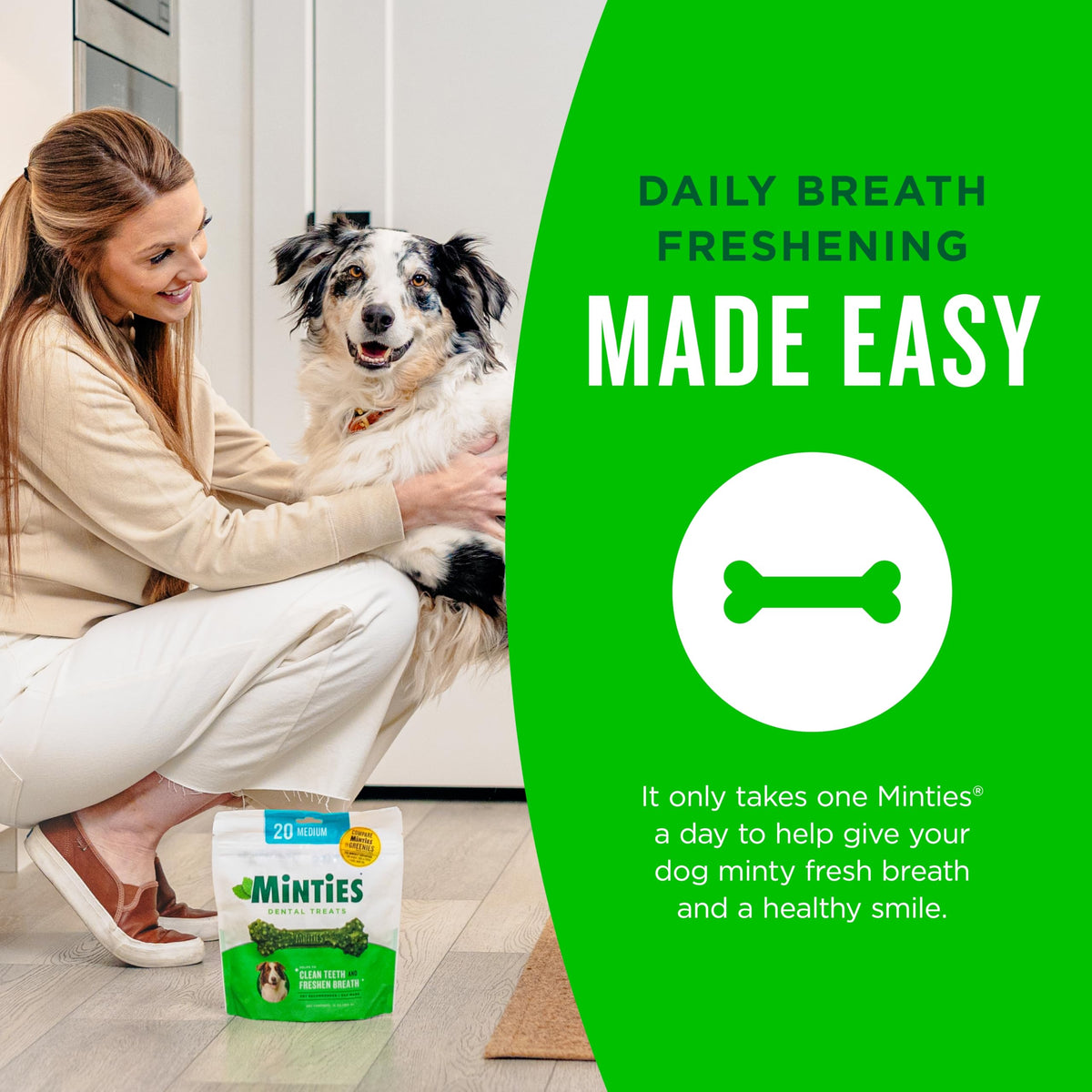 Minties FreshBites Low-Calorie Dental Chews for Dogs, 100 Ct
