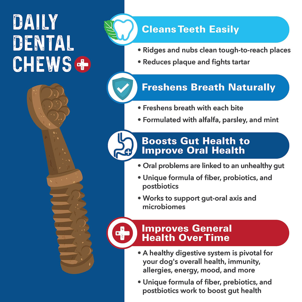 Bernie's Charming Chompers Dog Dental Chews, Gut Support, 5-15 lb, 22 Ct