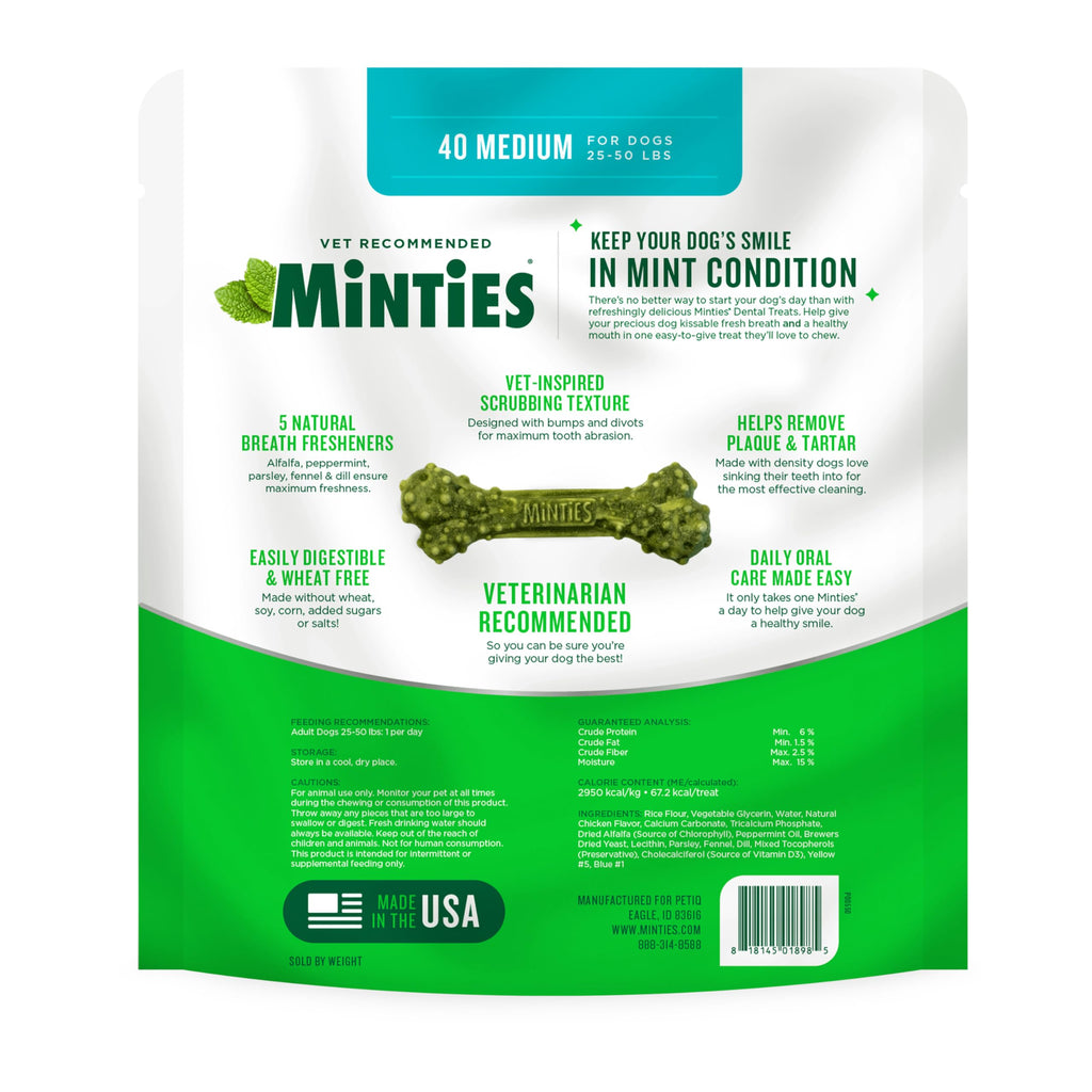 Minties FreshBites Low-Calorie Dental Chews for Dogs, 100 Ct