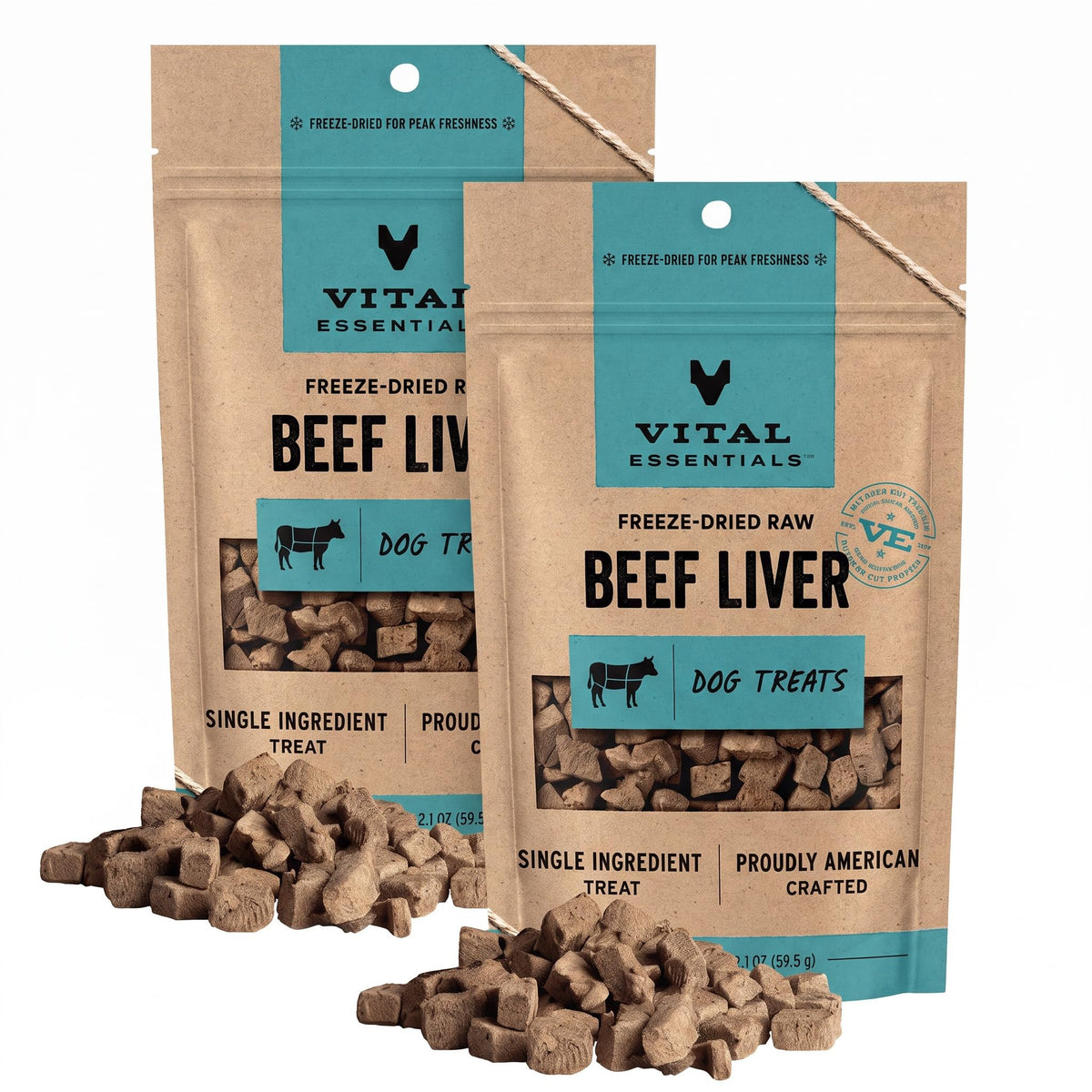Vital Essentials Freeze Dried Dog Treats, Beef Liver, 15 oz Bag