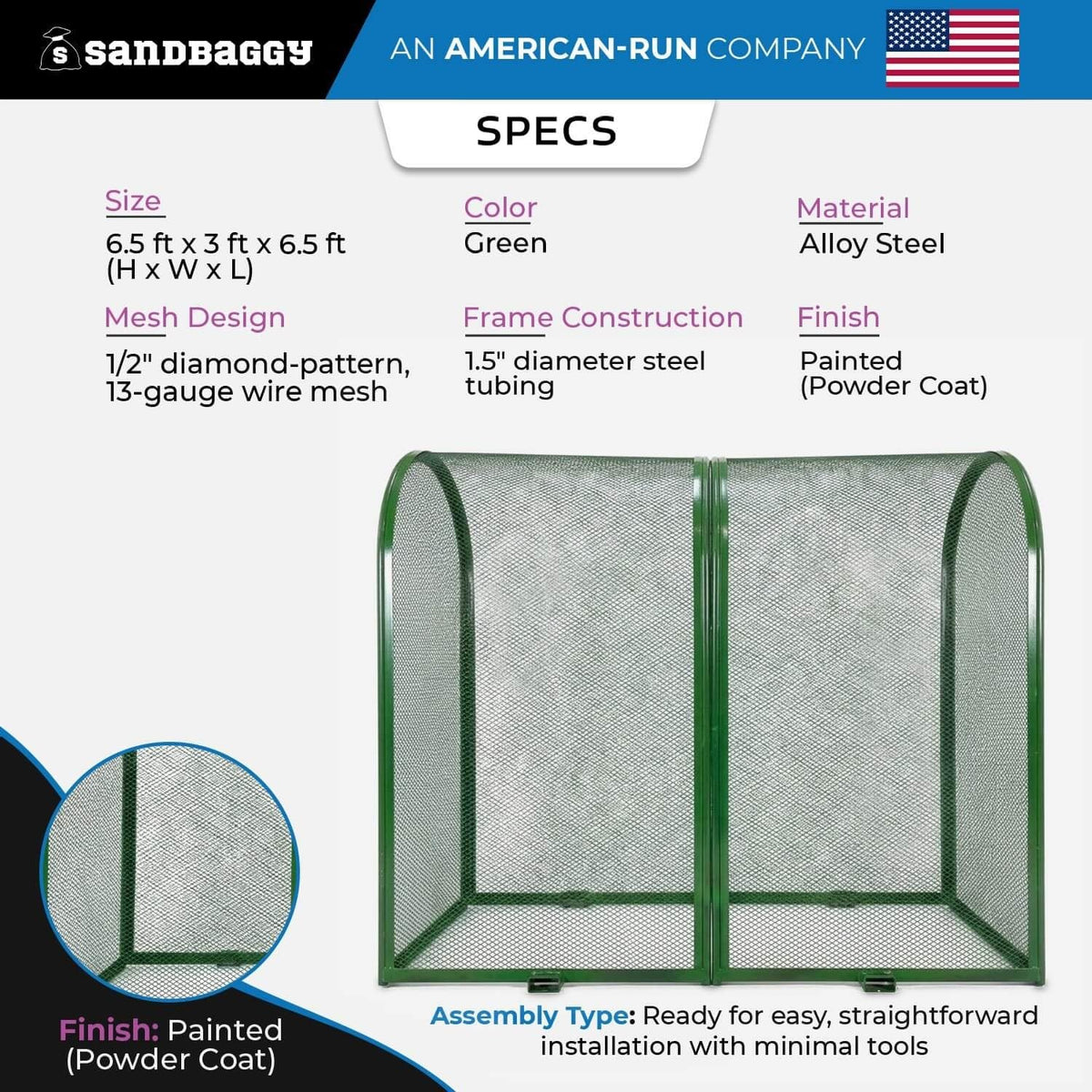 6.5’ x 3’ x 6.5’ Durable Backflow Security Cage – Backflow Preventer Enclosure (Green) | 2 Year Warranty - Sandbaggy (1, Green)