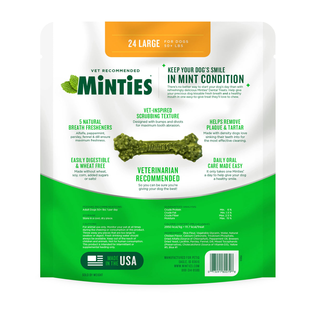 Minties FreshBites Low-Calorie Dental Chews for Dogs, 100 Ct
