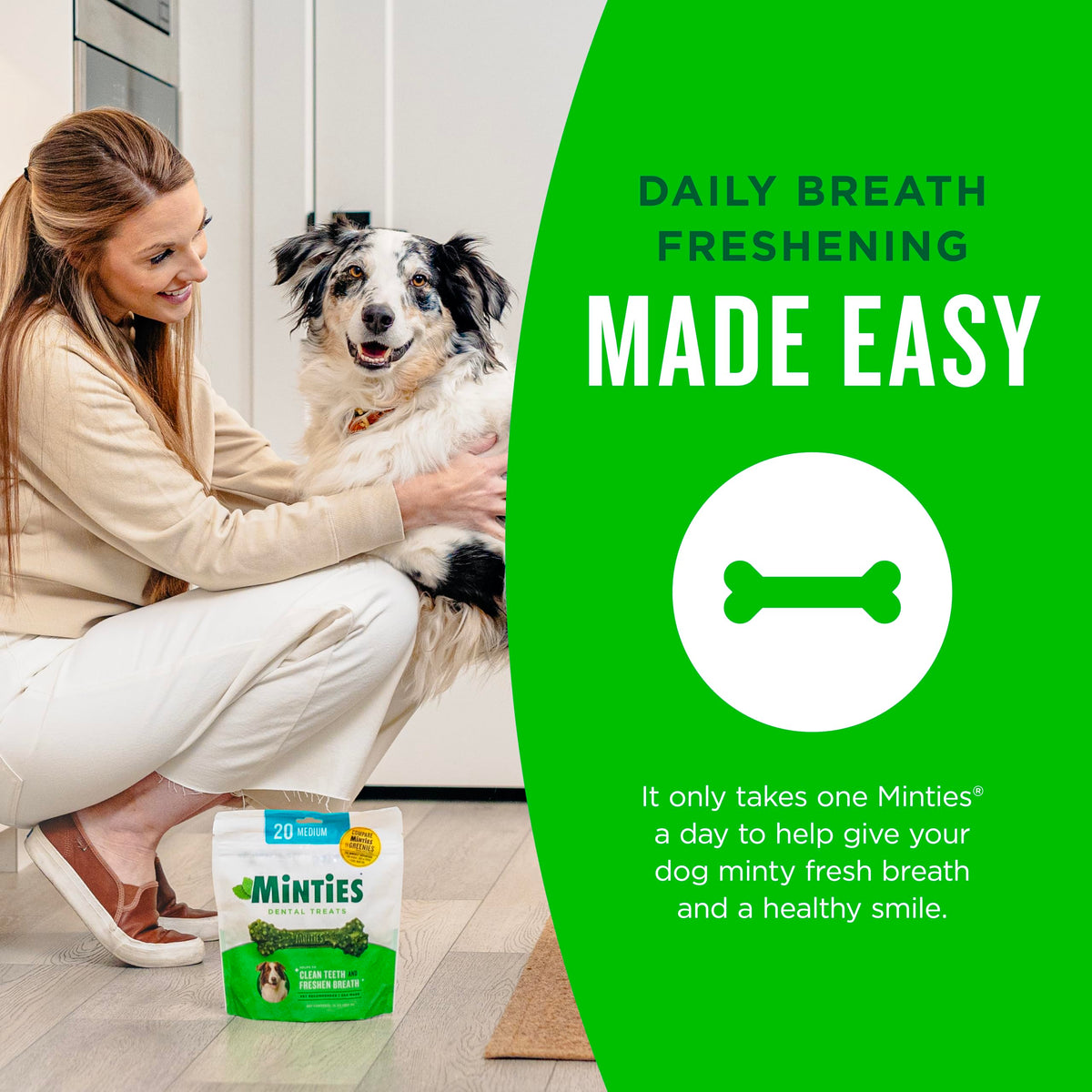 Minties FreshBites Low-Calorie Dental Chews for Dogs, 100 Ct