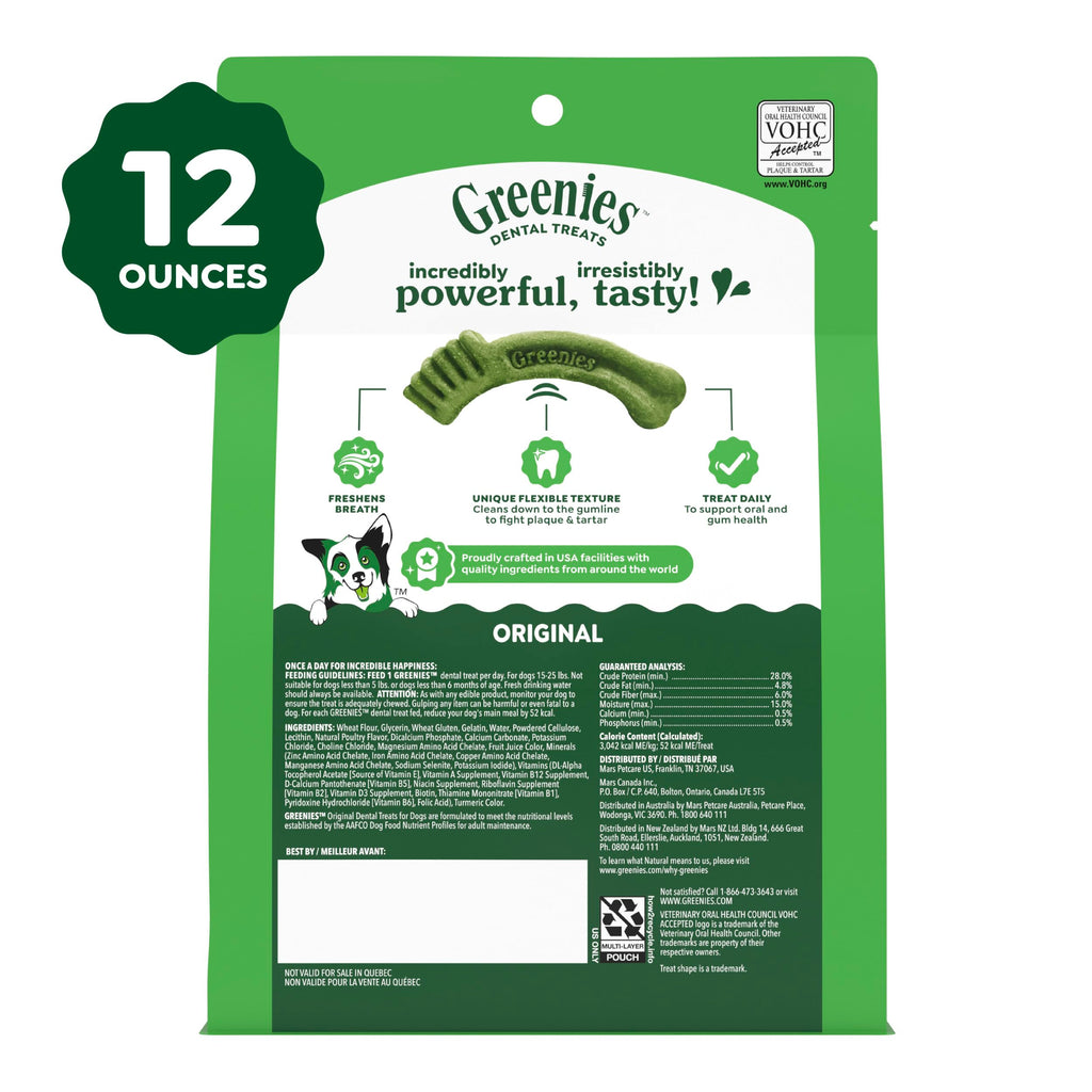 Greenies Petite Natural Dental Dog Treats, Original Flavor, 60 Count