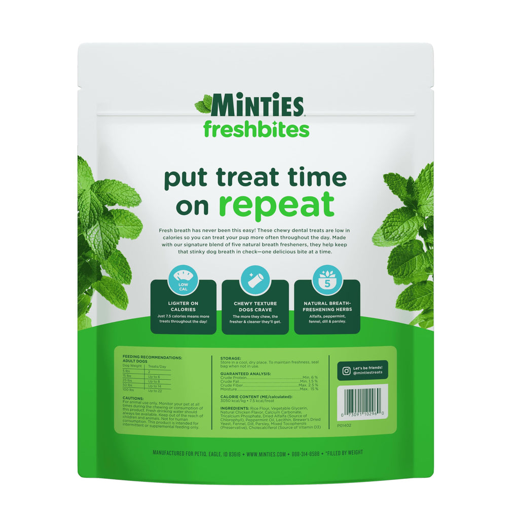 Minties FreshBites Low-Calorie Dental Chews for Dogs, 100 Ct