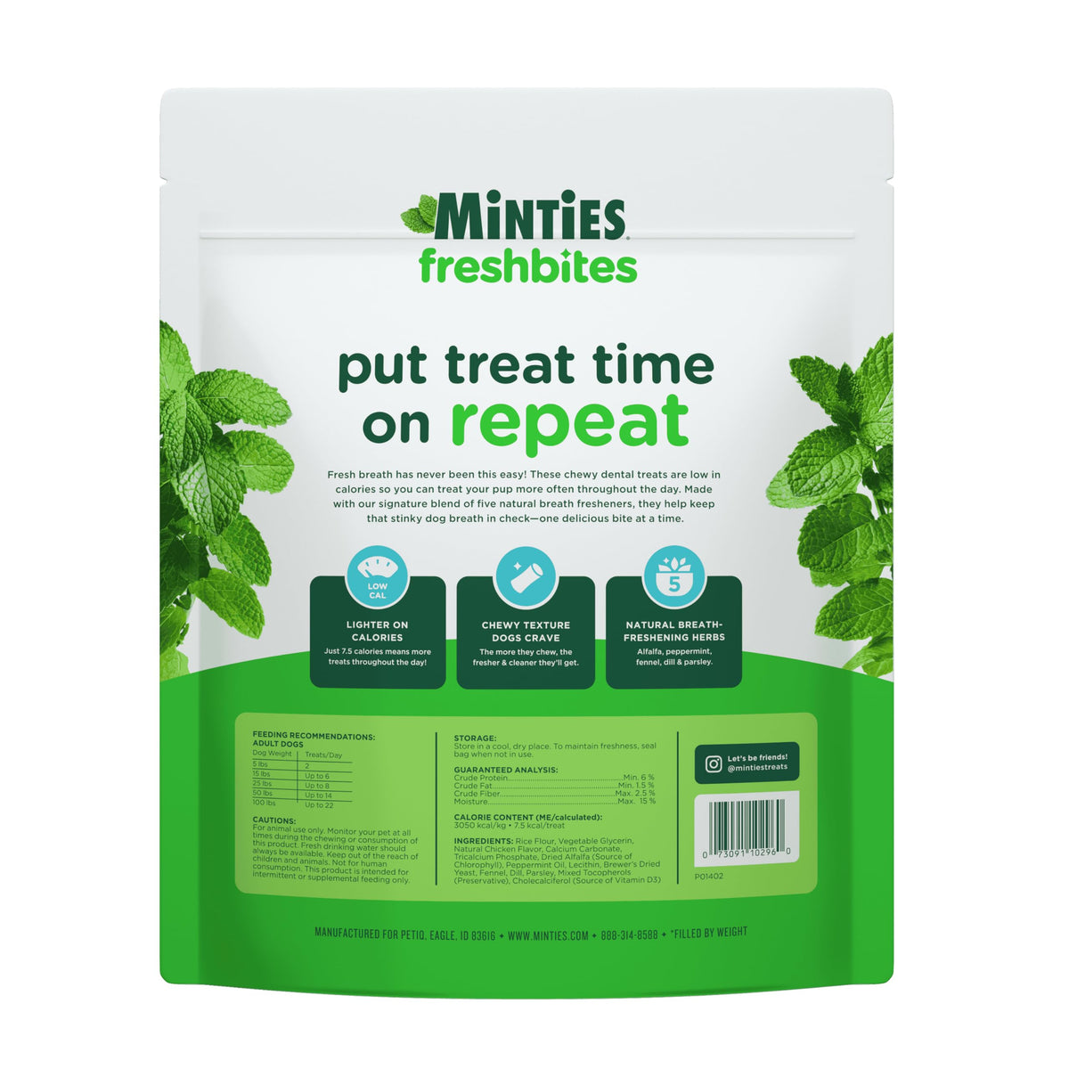 Minties FreshBites Low-Calorie Dental Chews for Dogs, 100 Ct