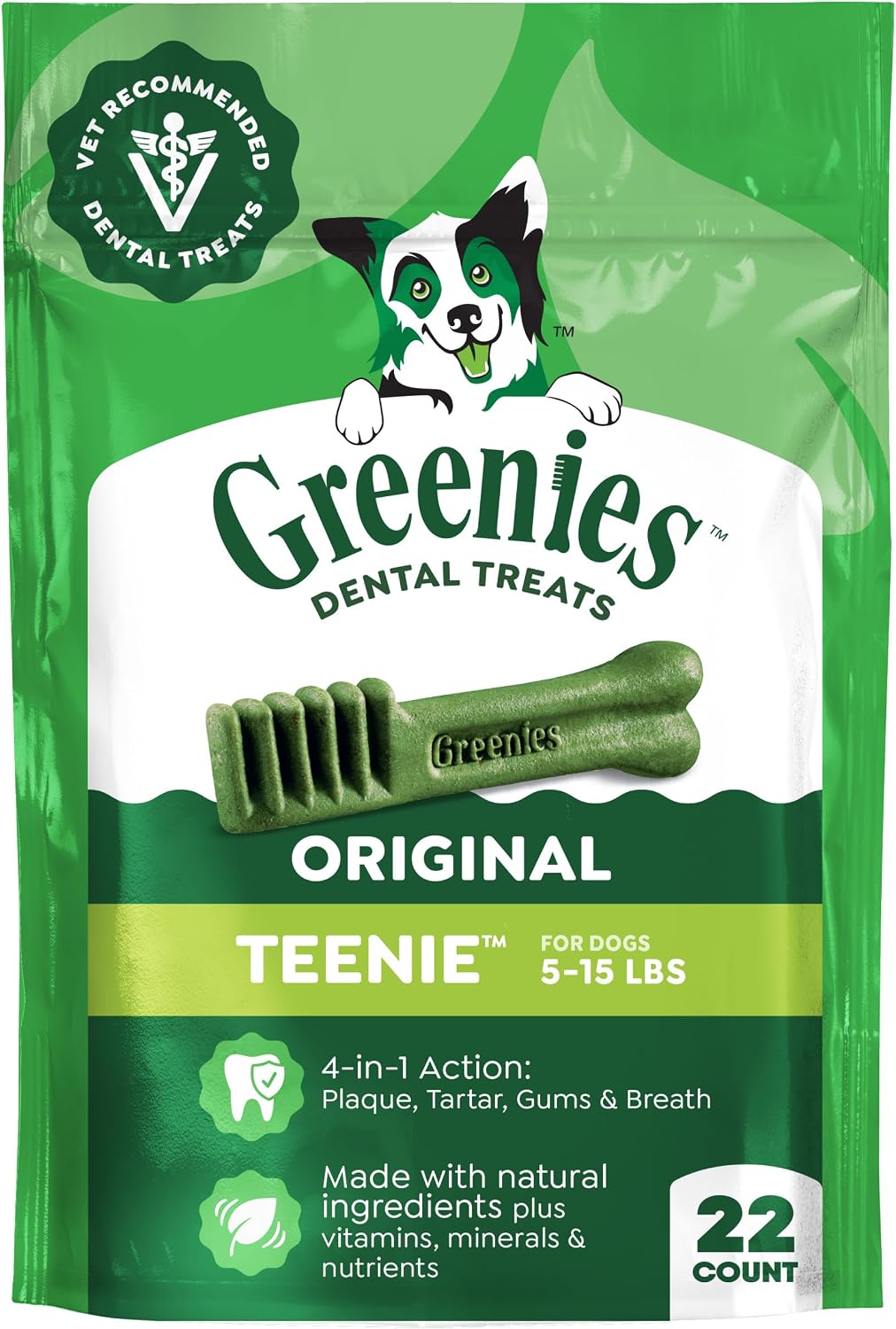 Greenies Teenie Original Natural Dental Dog Treats, Chicken, 43 Count