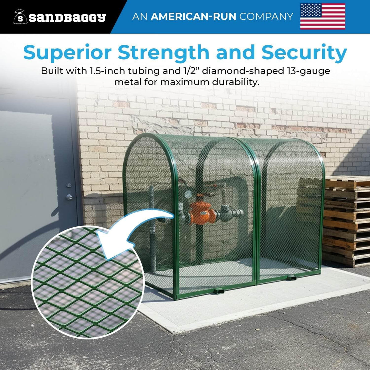 6.5’ x 3’ x 6.5’ Durable Backflow Security Cage – Backflow Preventer Enclosure (Green) | 2 Year Warranty - Sandbaggy (1, Green)