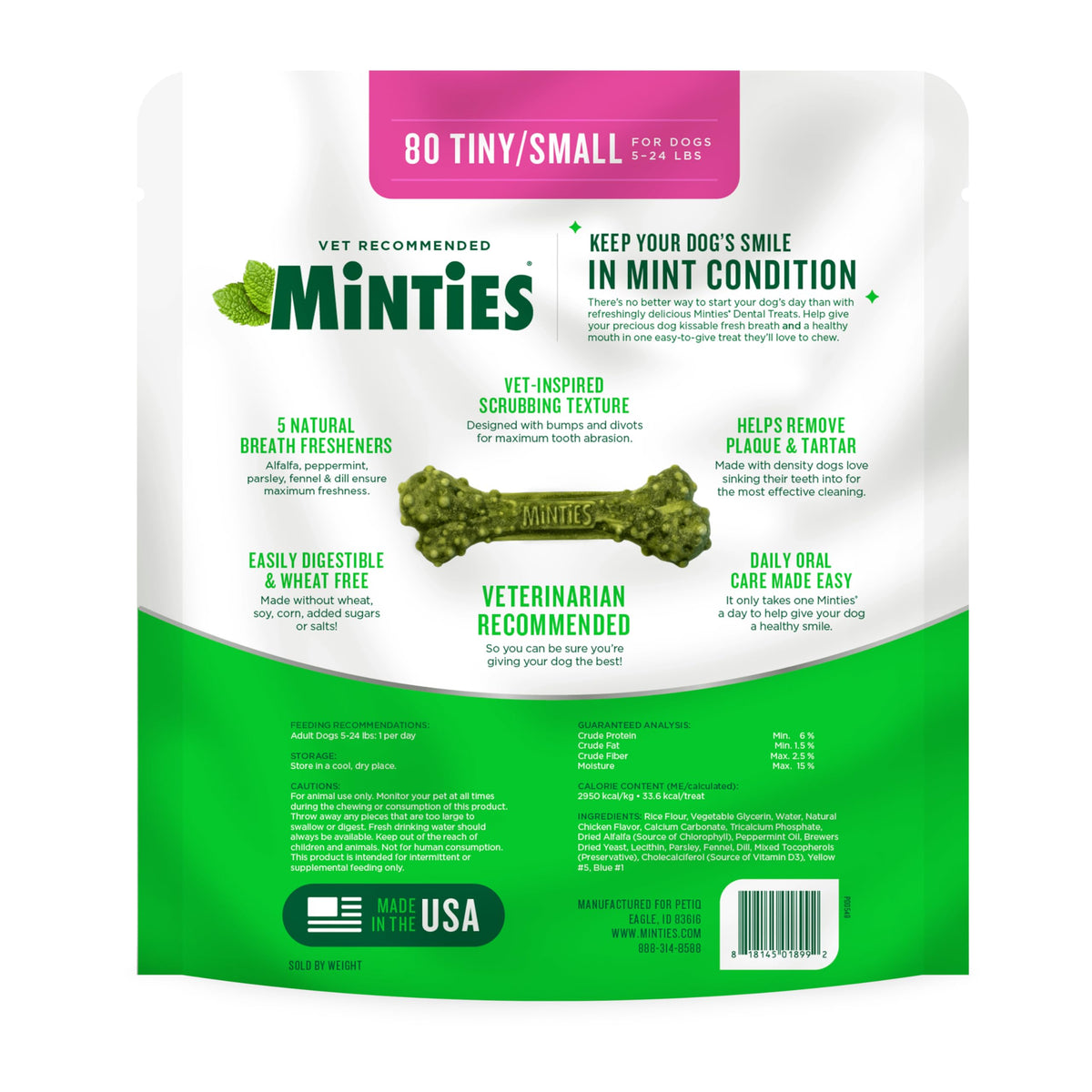 Minties FreshBites Low-Calorie Dental Chews for Dogs, 100 Ct