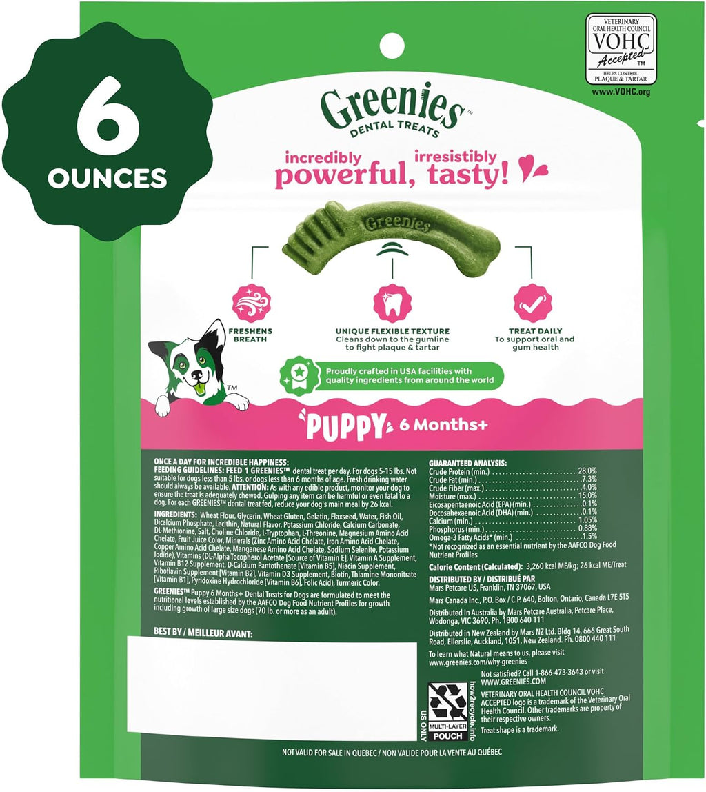 Greenies Puppy Teenie Natural Dental Dog Treats, Original Flavor, 22 Count
