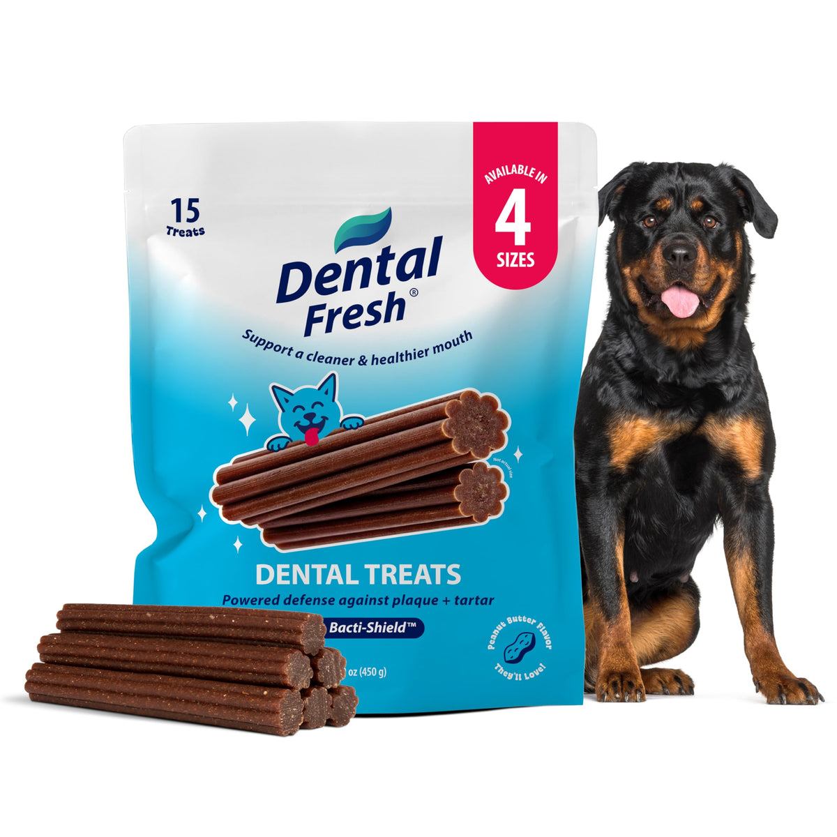 Dental Fresh Dental Treat Sticks for Medium Dogs Brush Free Chews, 26 Ct