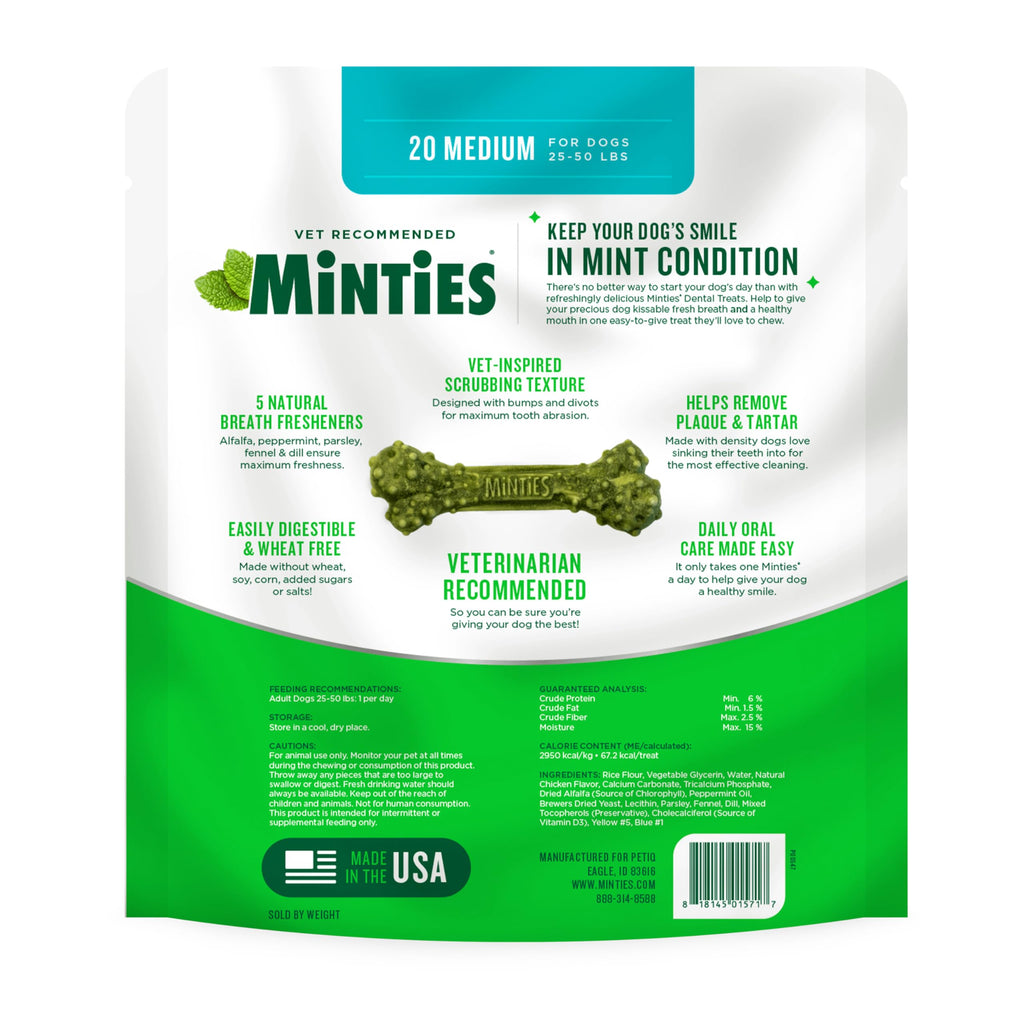 Minties FreshBites Low-Calorie Dental Chews for Dogs, 100 Ct