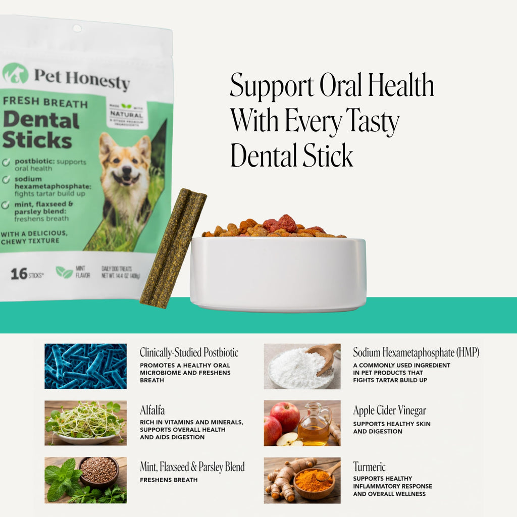 Pet Honesty Brush Buddies Vet Backed Dog Dental Chews, 15 Count