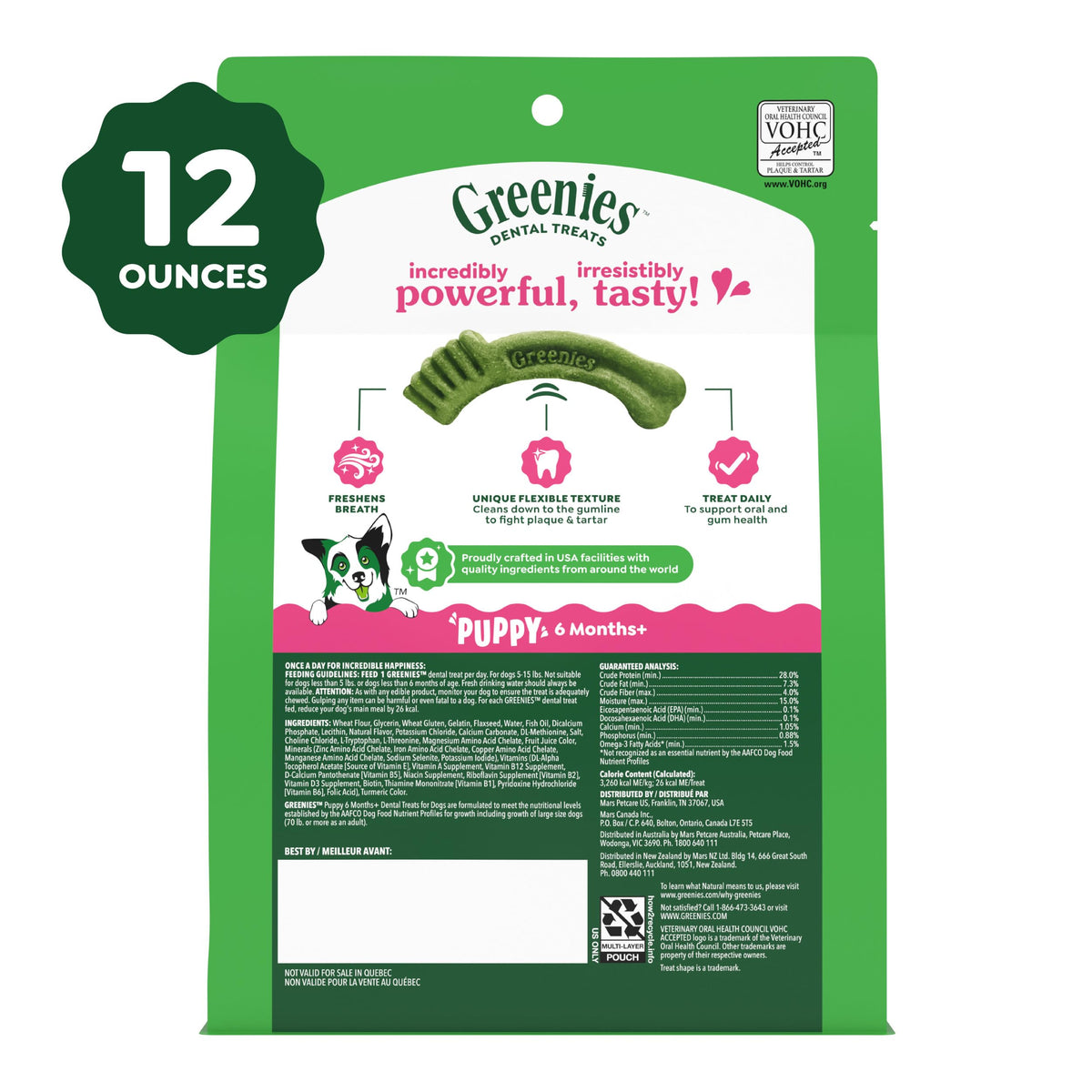 Greenies Puppy Teenie Natural Dental Dog Treats, Original Flavor, 22 Count