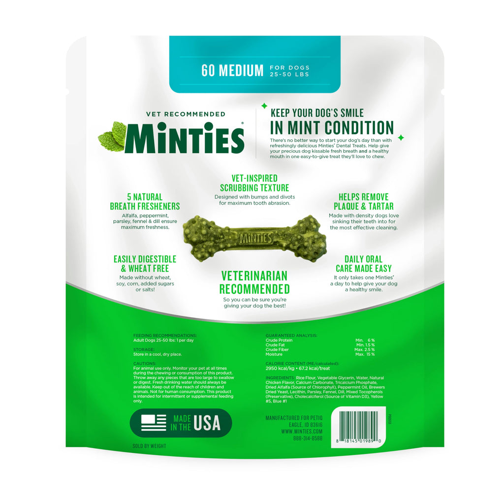 Minties FreshBites Low-Calorie Dental Chews for Dogs, 100 Ct