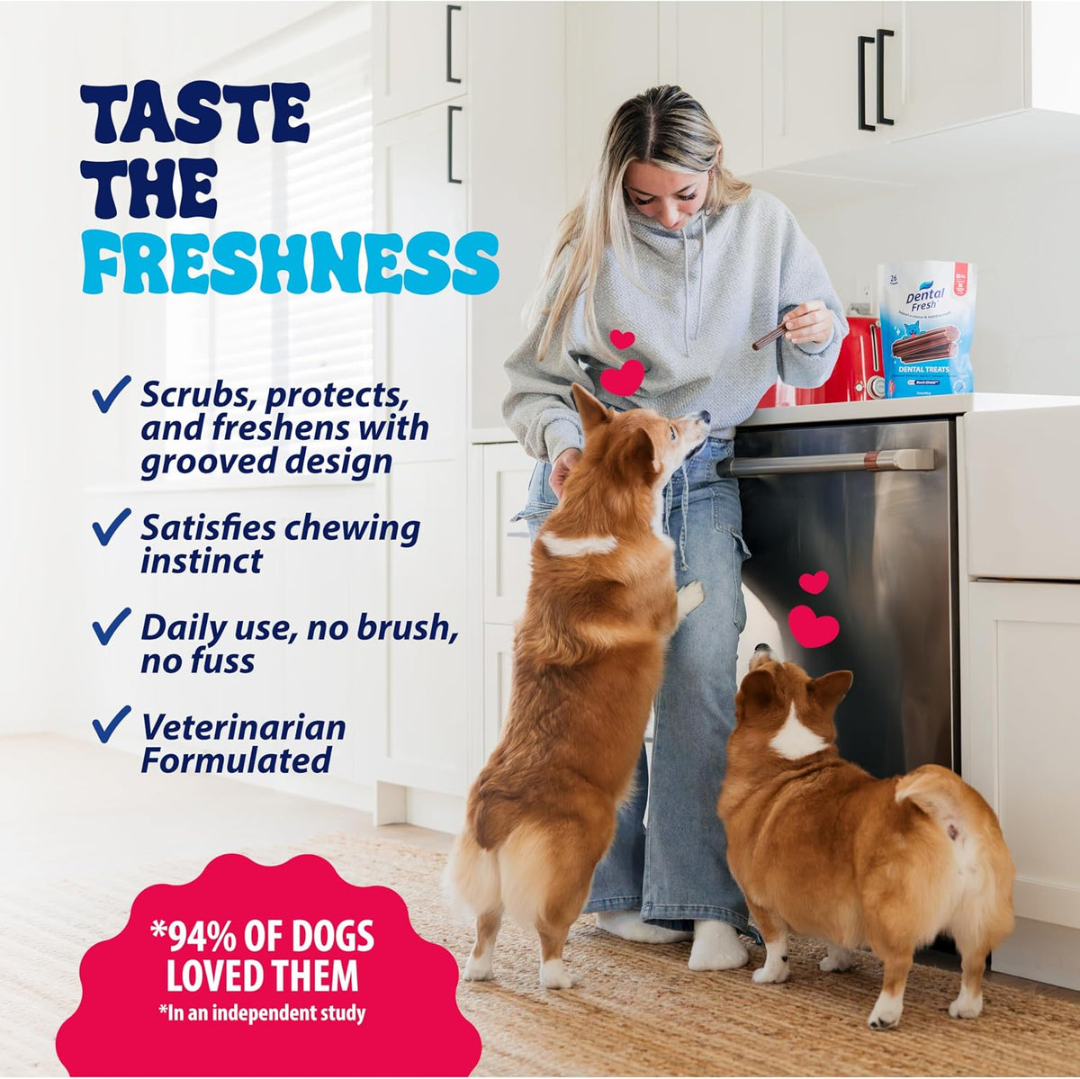 Dental Fresh Dental Treat Sticks for Medium Dogs Brush Free Chews, 26 Ct