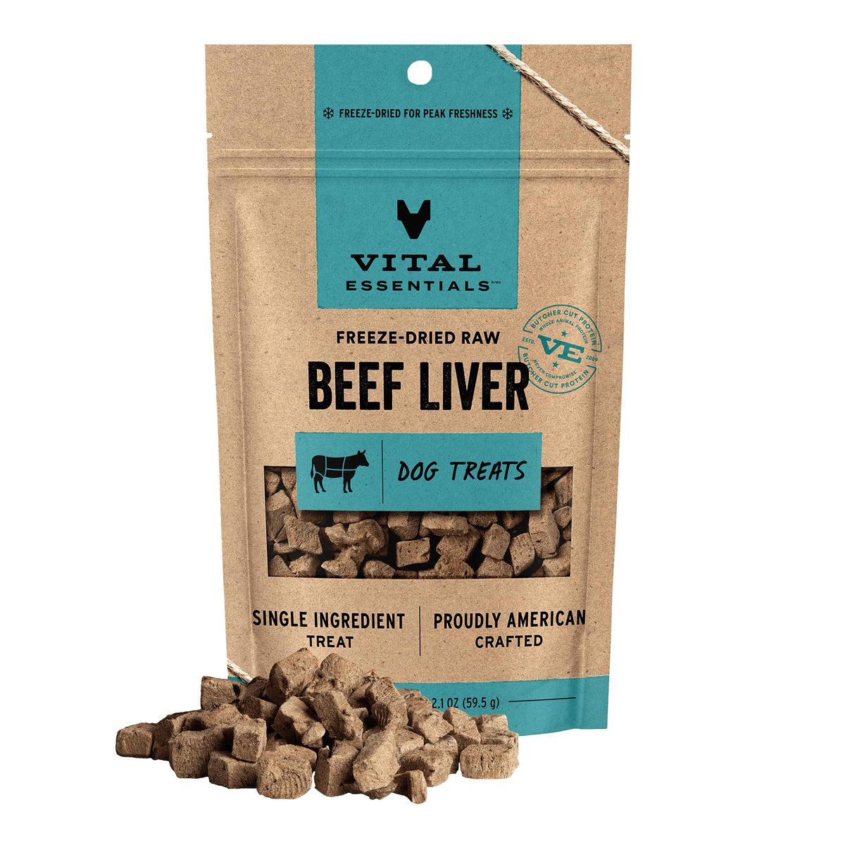 Vital Essentials Freeze Dried Dog Treats, Beef Liver, 15 oz Bag