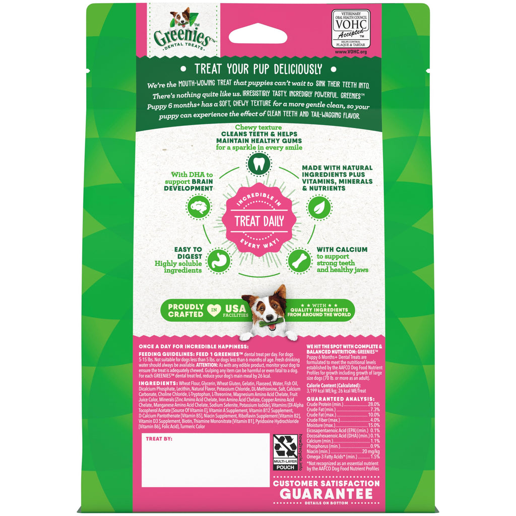 Greenies Puppy Teenie Natural Dental Dog Treats, Original Flavor, 22 Count