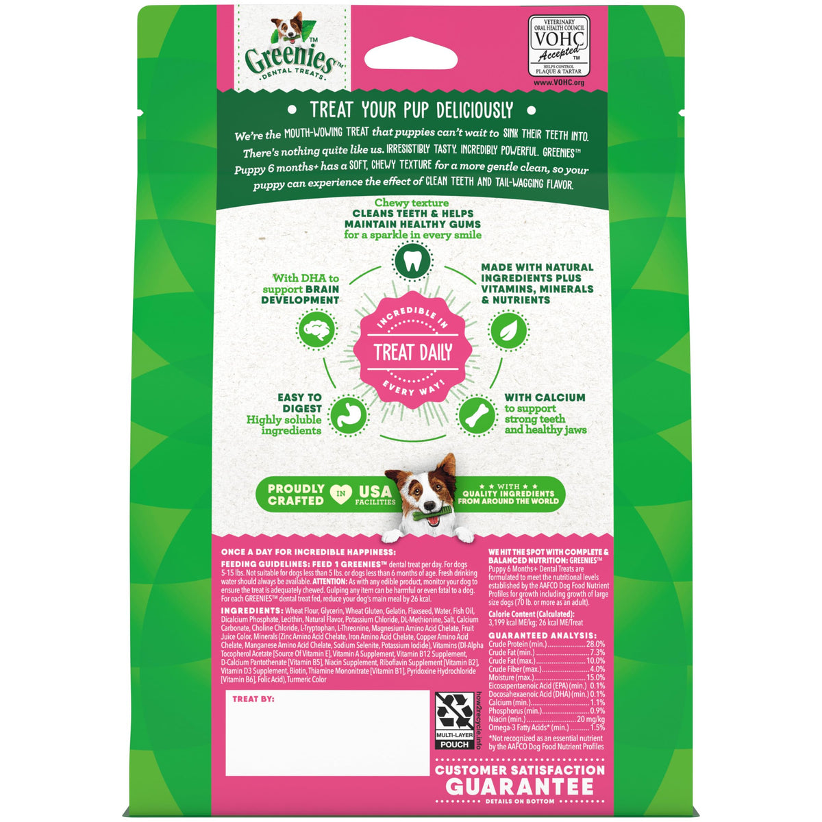 Greenies Puppy Teenie Natural Dental Dog Treats, Original Flavor, 22 Count